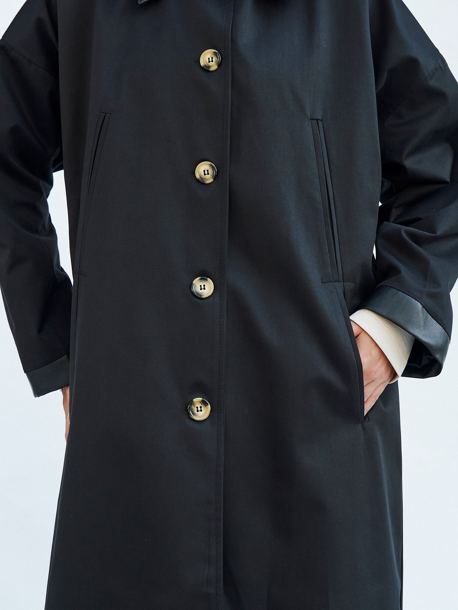 250462 Deri Yakalı Trenchcoat