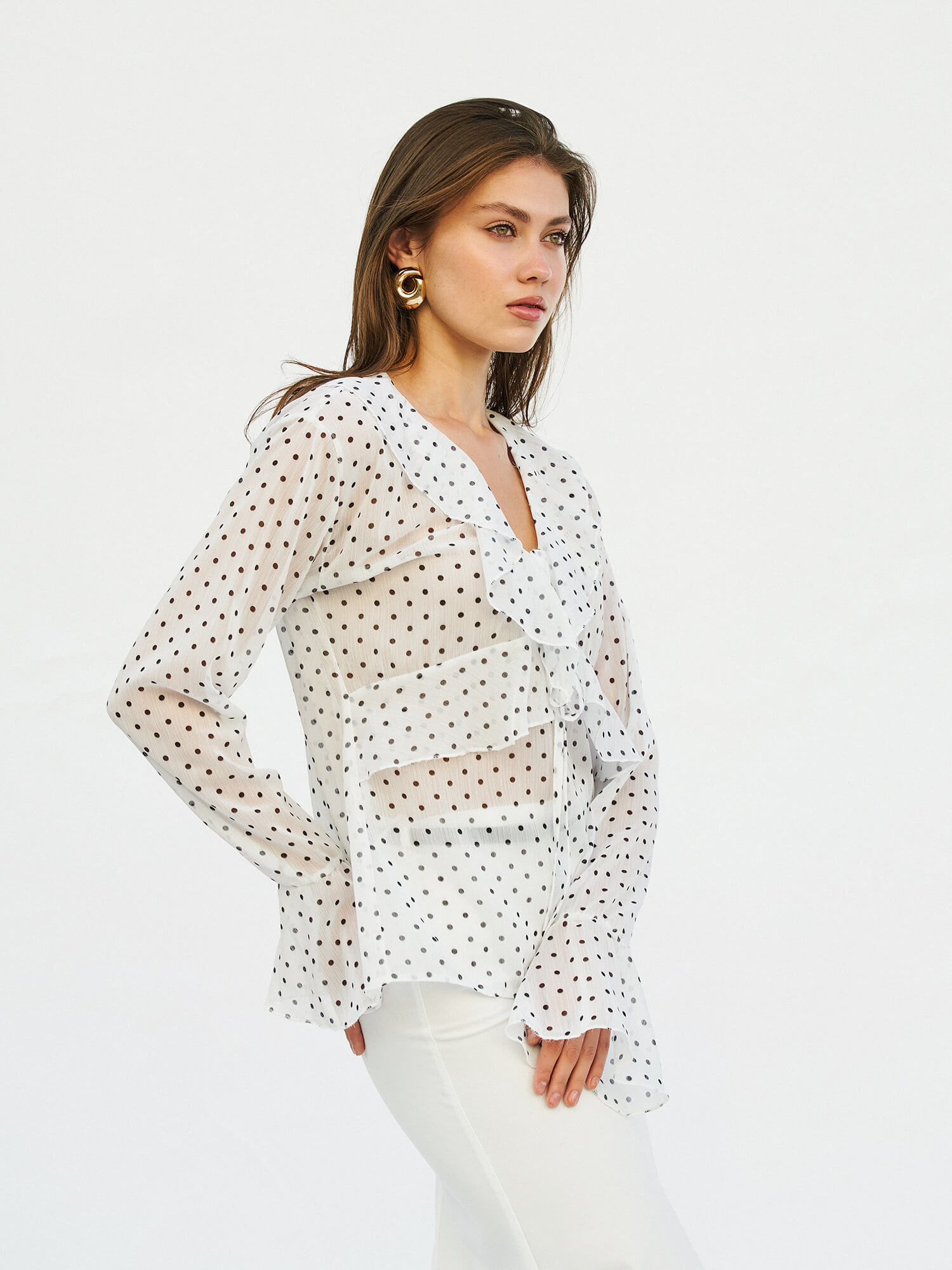 071732 BLOUSE WITH FLOUNCED SLEEVE