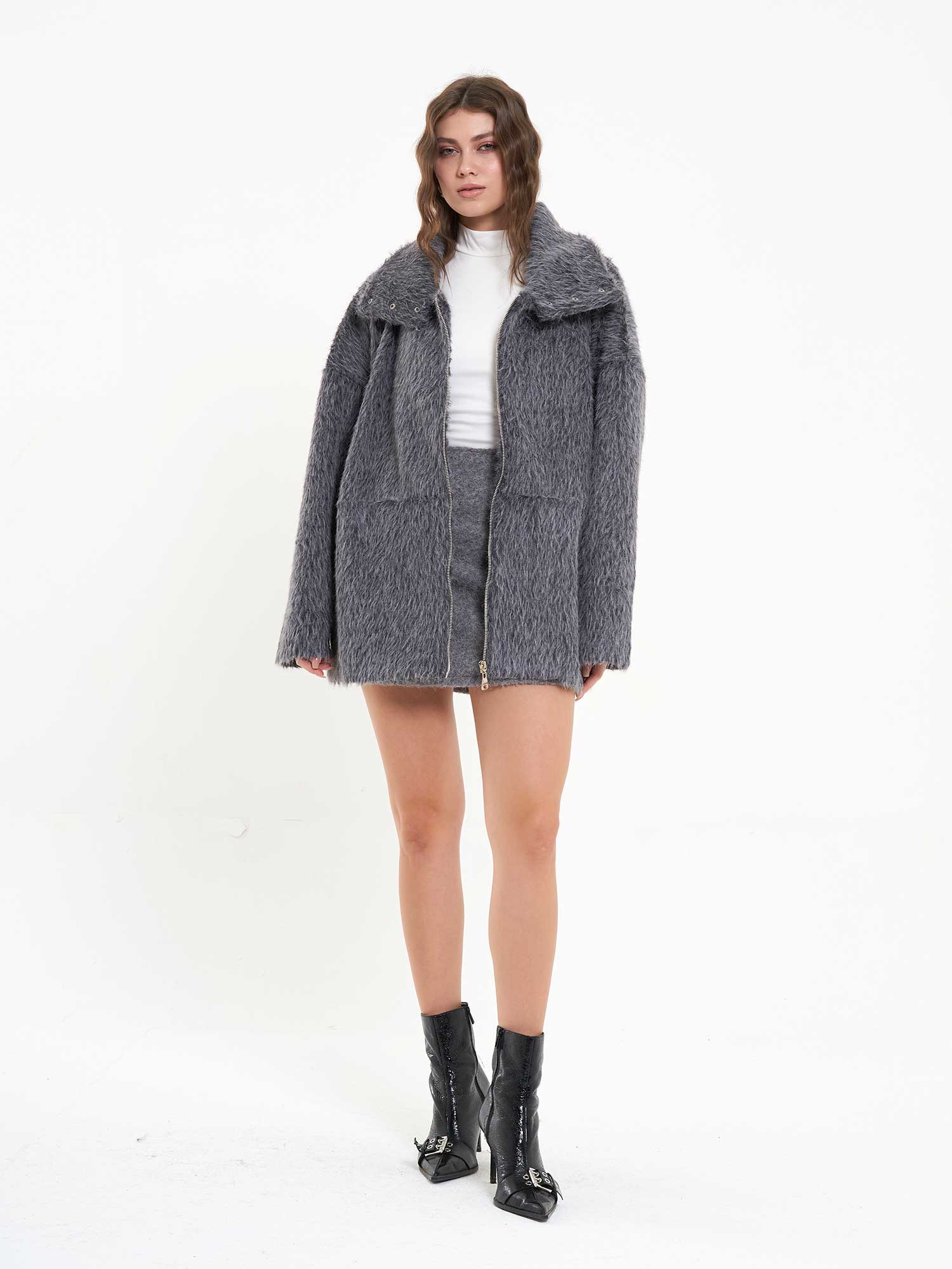 160845 Çıtçıtlı Metal Fermuarlı Mont