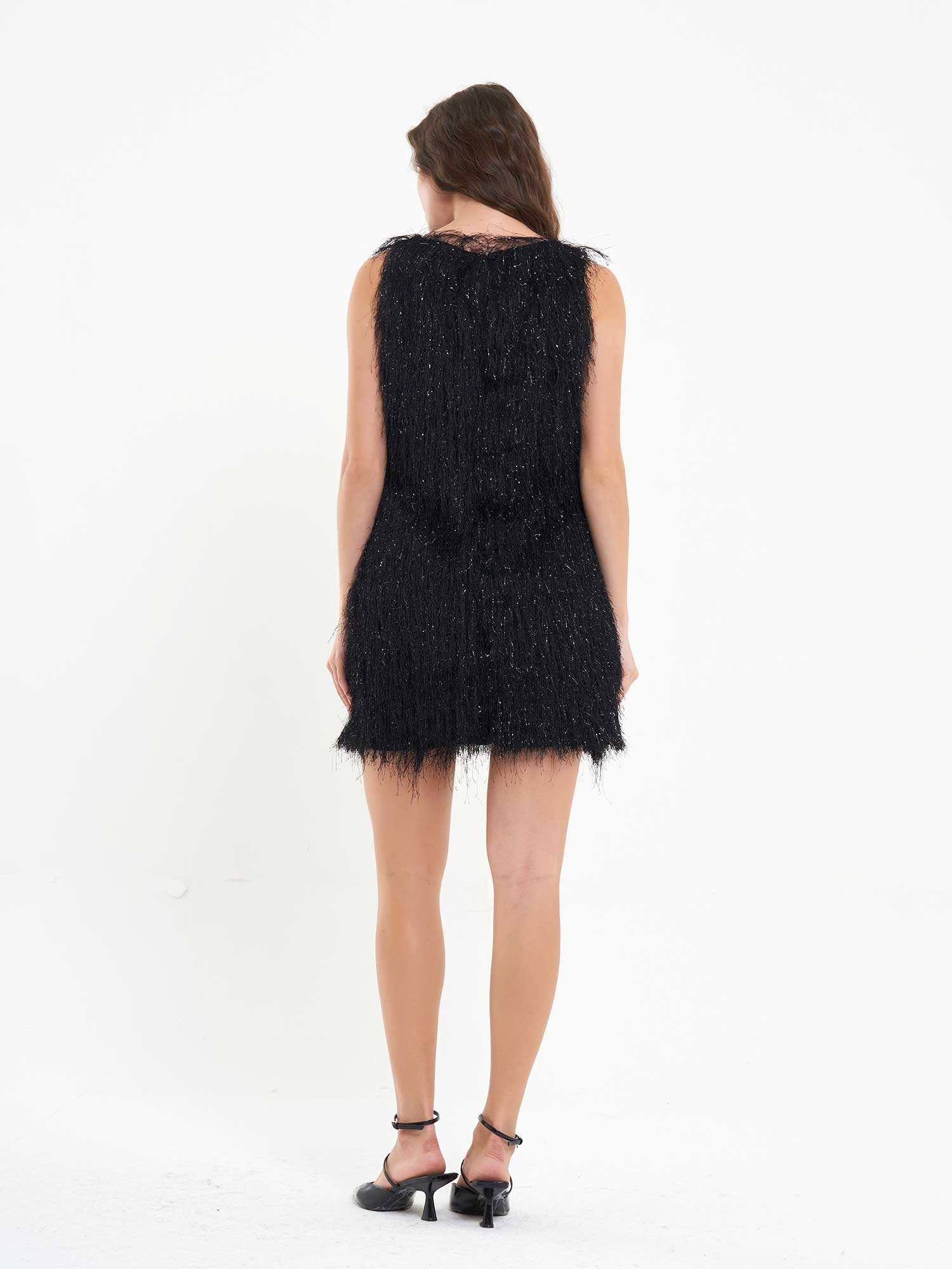 111634 Saçaklı Mini Elbise