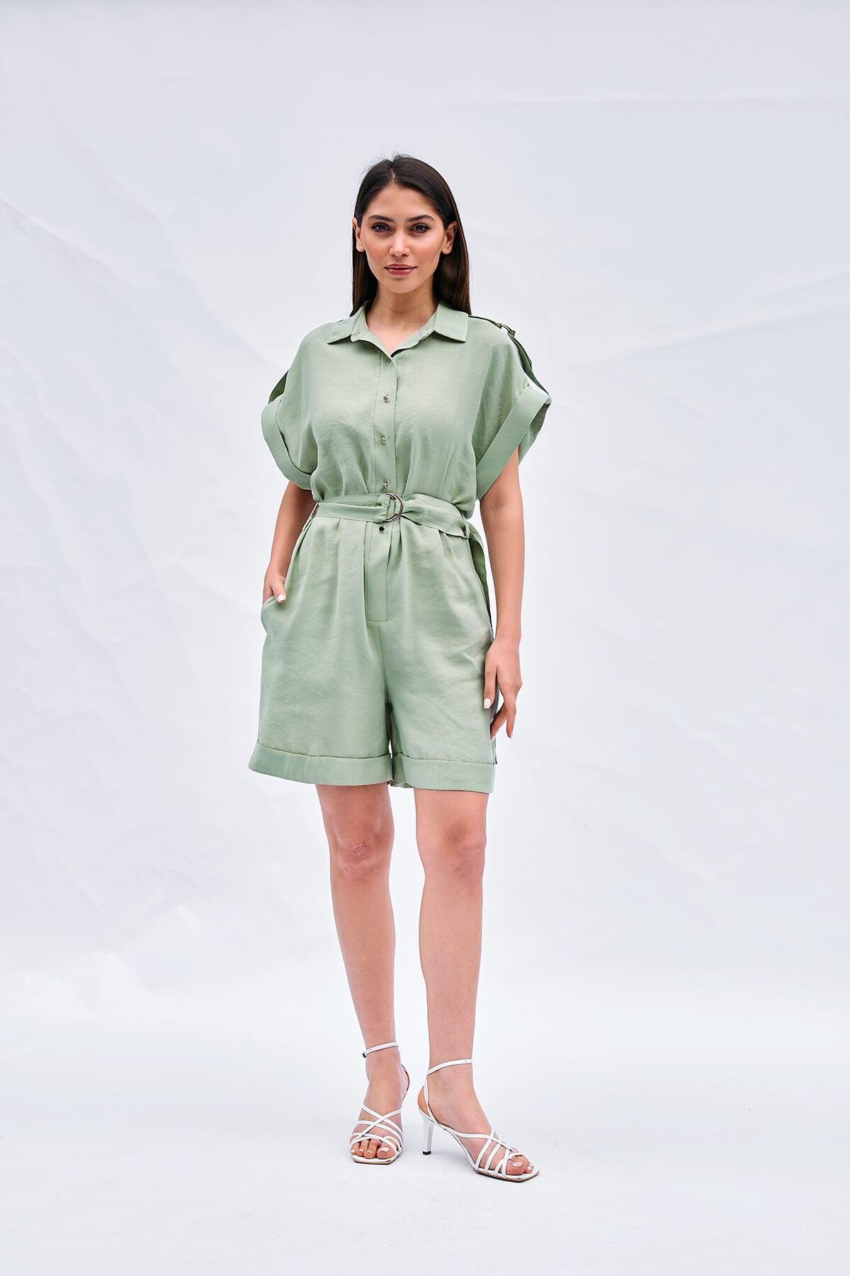 180565 KISA KOLLU KUŞAKLI TULUM - Green
