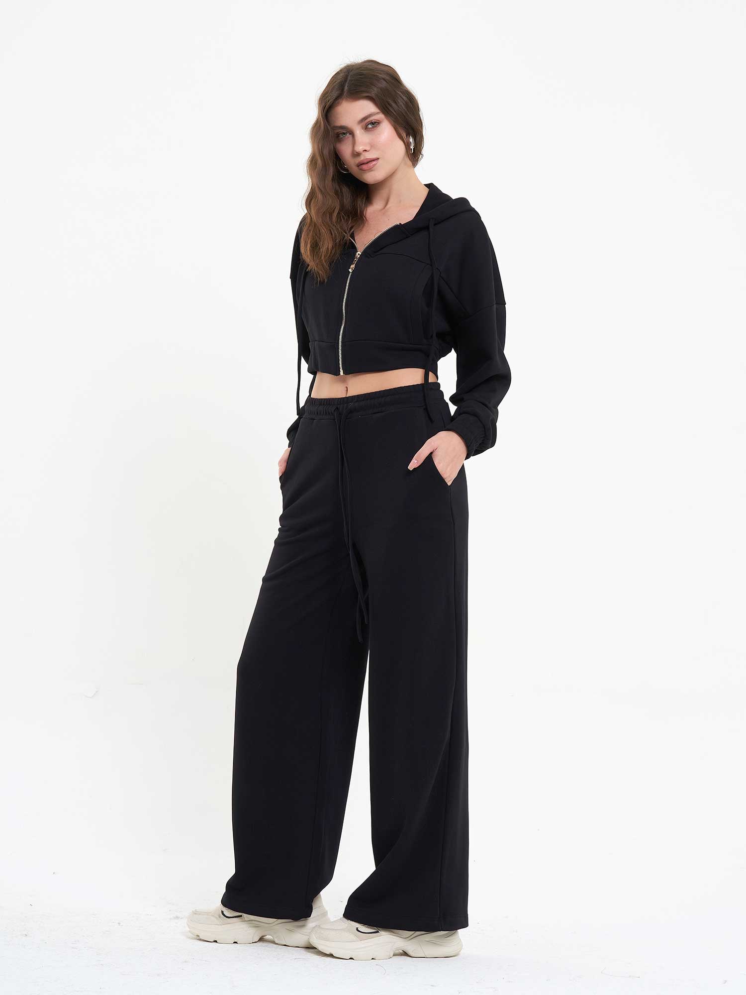 220601 Fermuarlı Sweatshırt Pantolon Takım