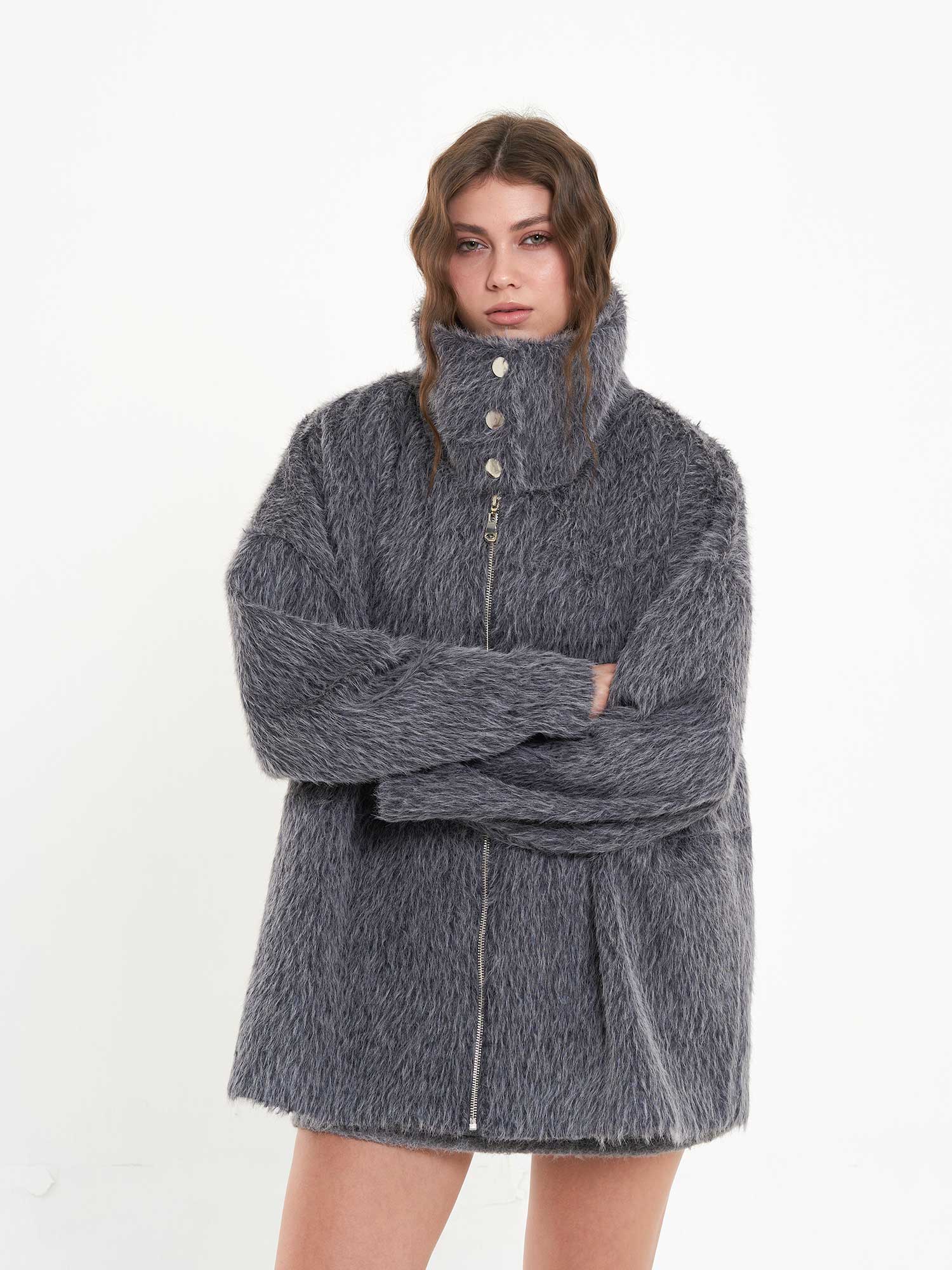 160845 Çıtçıtlı Metal Fermuarlı Mont