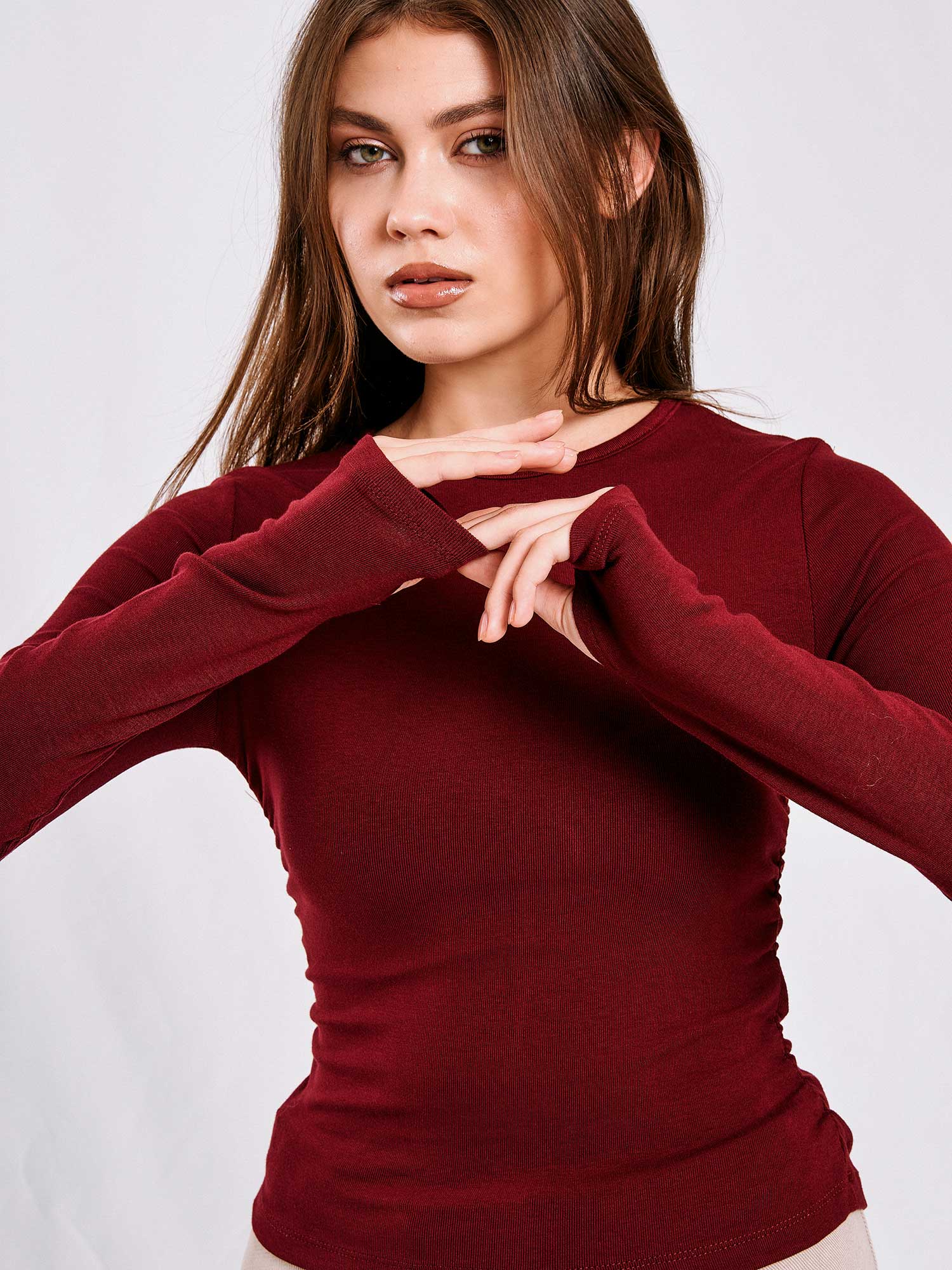 071782 Side Pleated Blouse