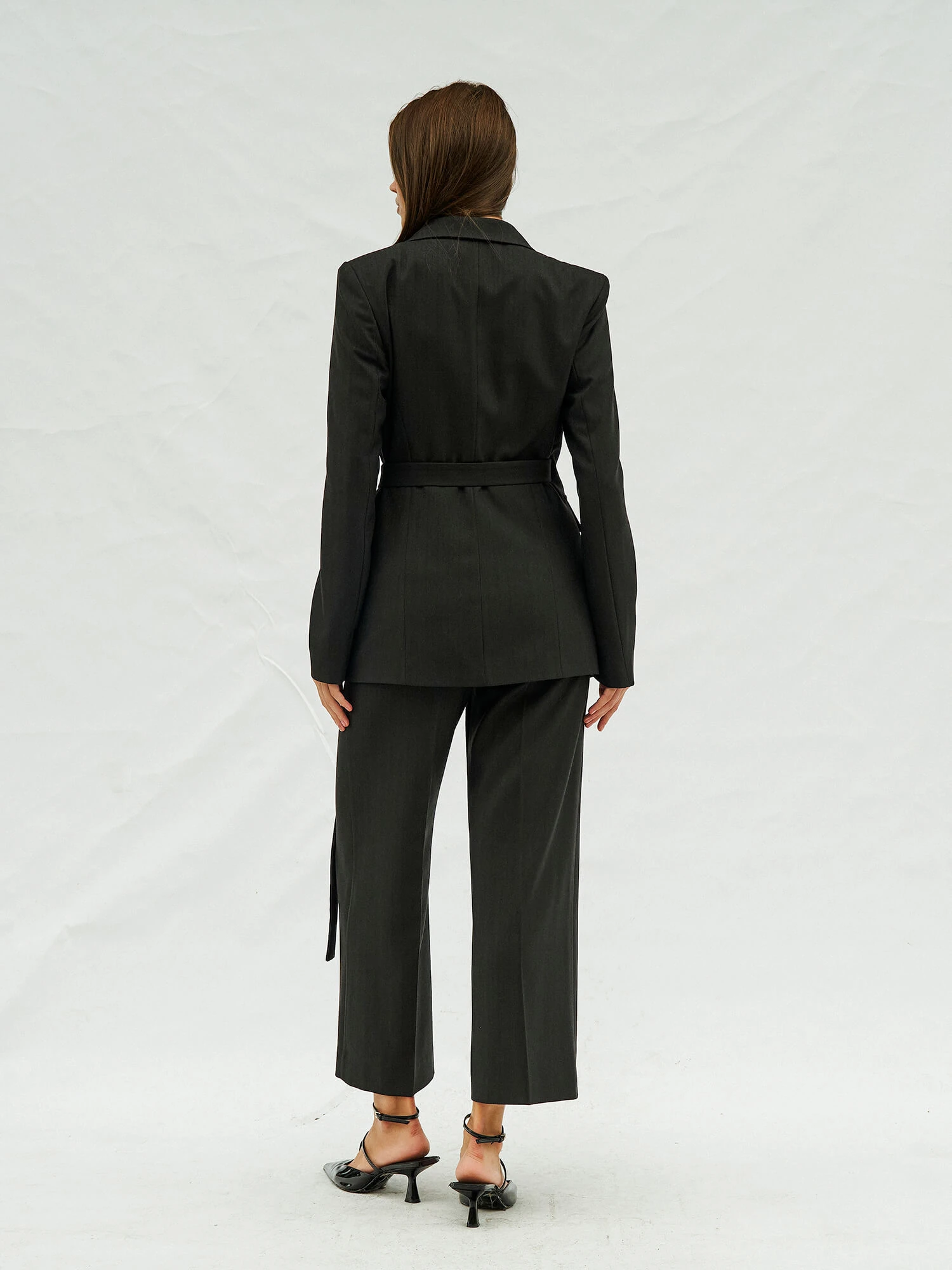 130974 Kruvaze Kapamalı Kendinden Kemerli Ceket