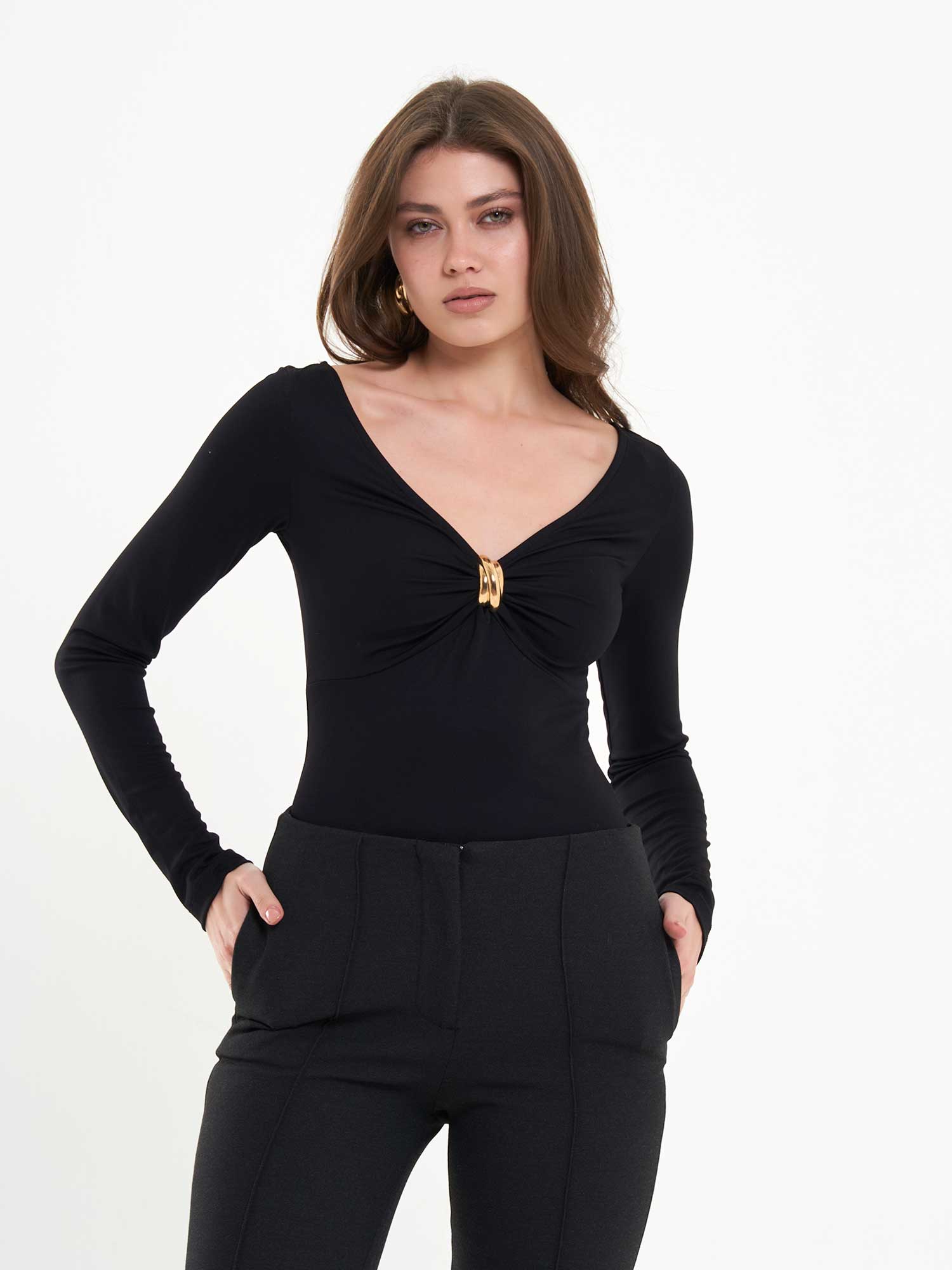 071771 Önü Büzgülü Bodysuit