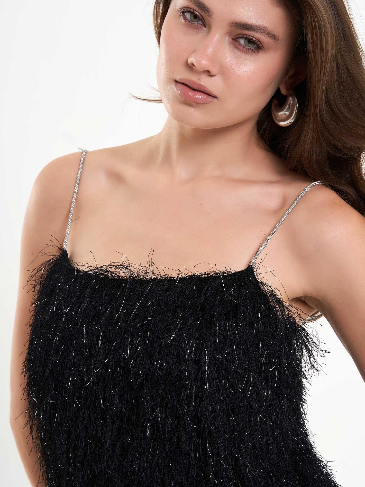 111658 Saçaklı Mini  Elbise