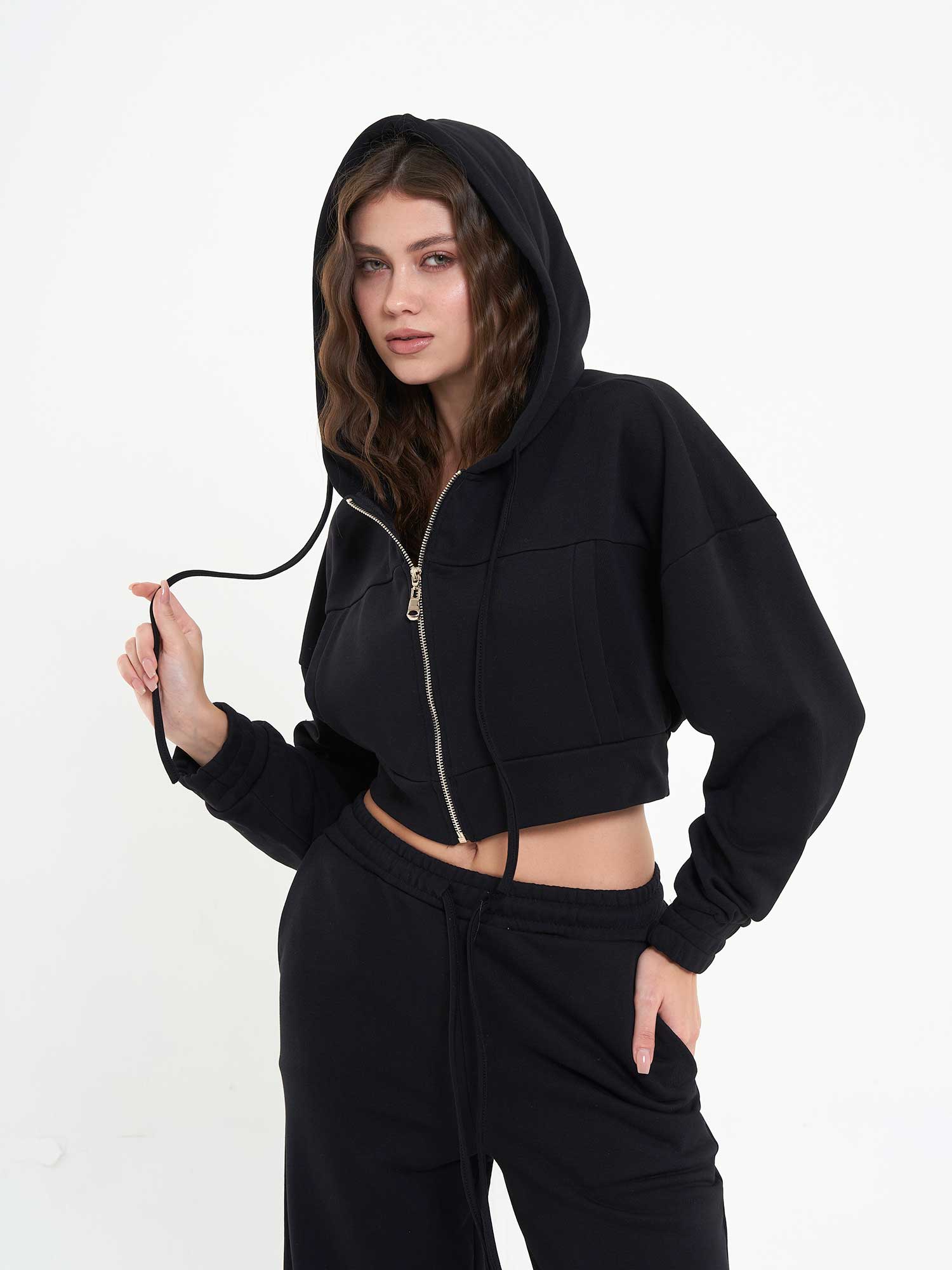 220601 Fermuarlı Sweatshırt Pantolon Takım