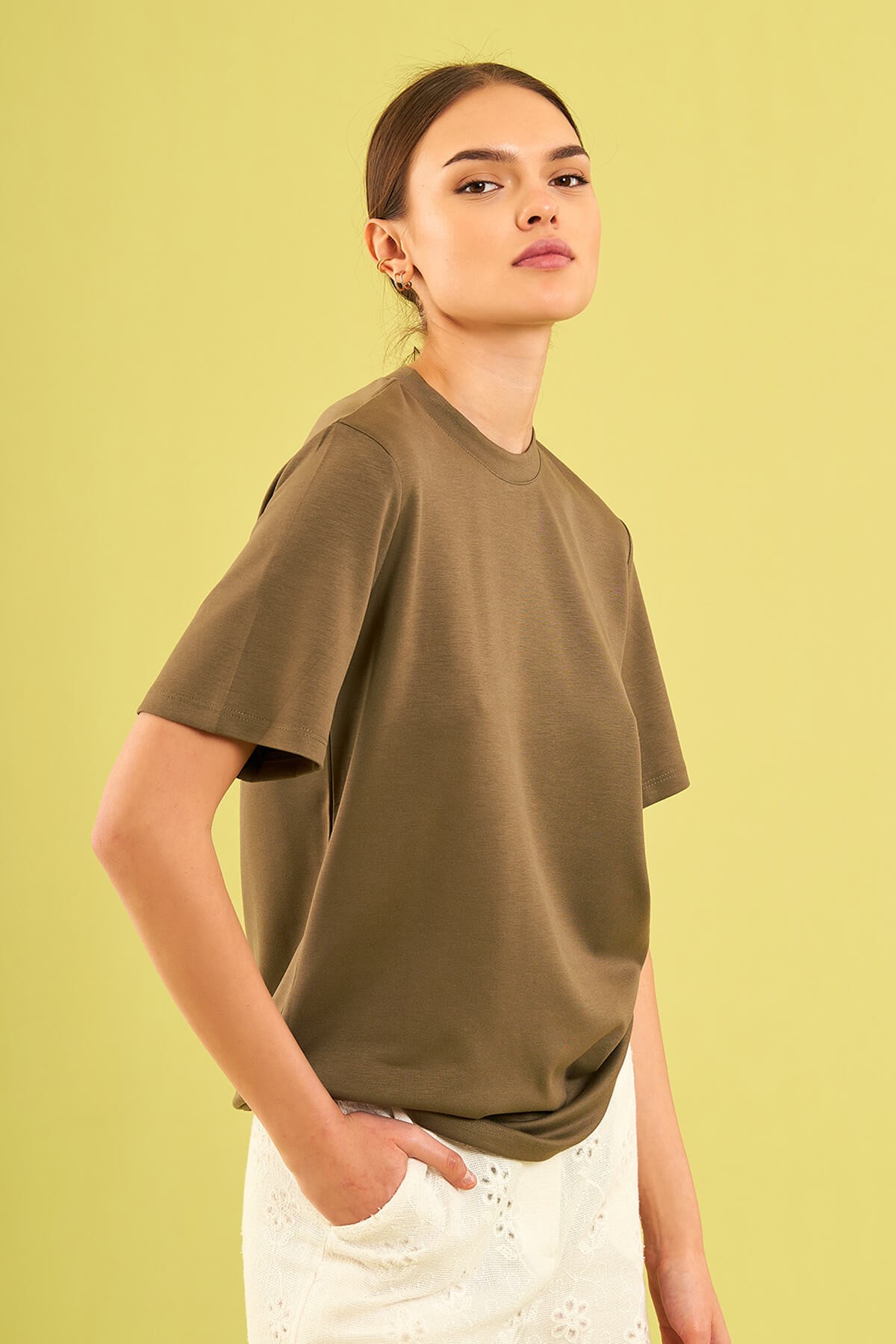 050642 BİSİKLET YAKALI OVERSİZE TSHIRT