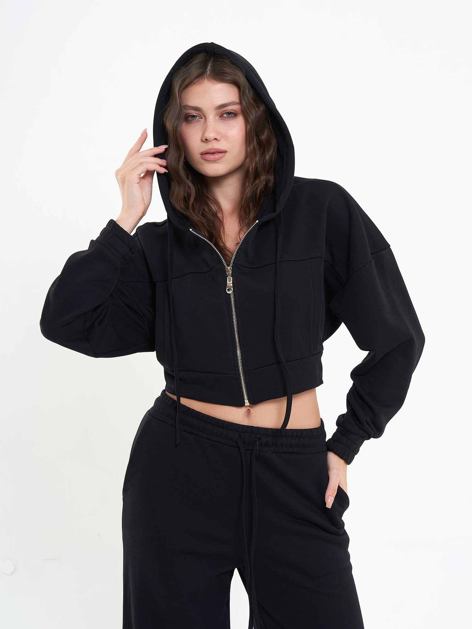 220601 Fermuarlı Sweatshırt Pantolon Takım