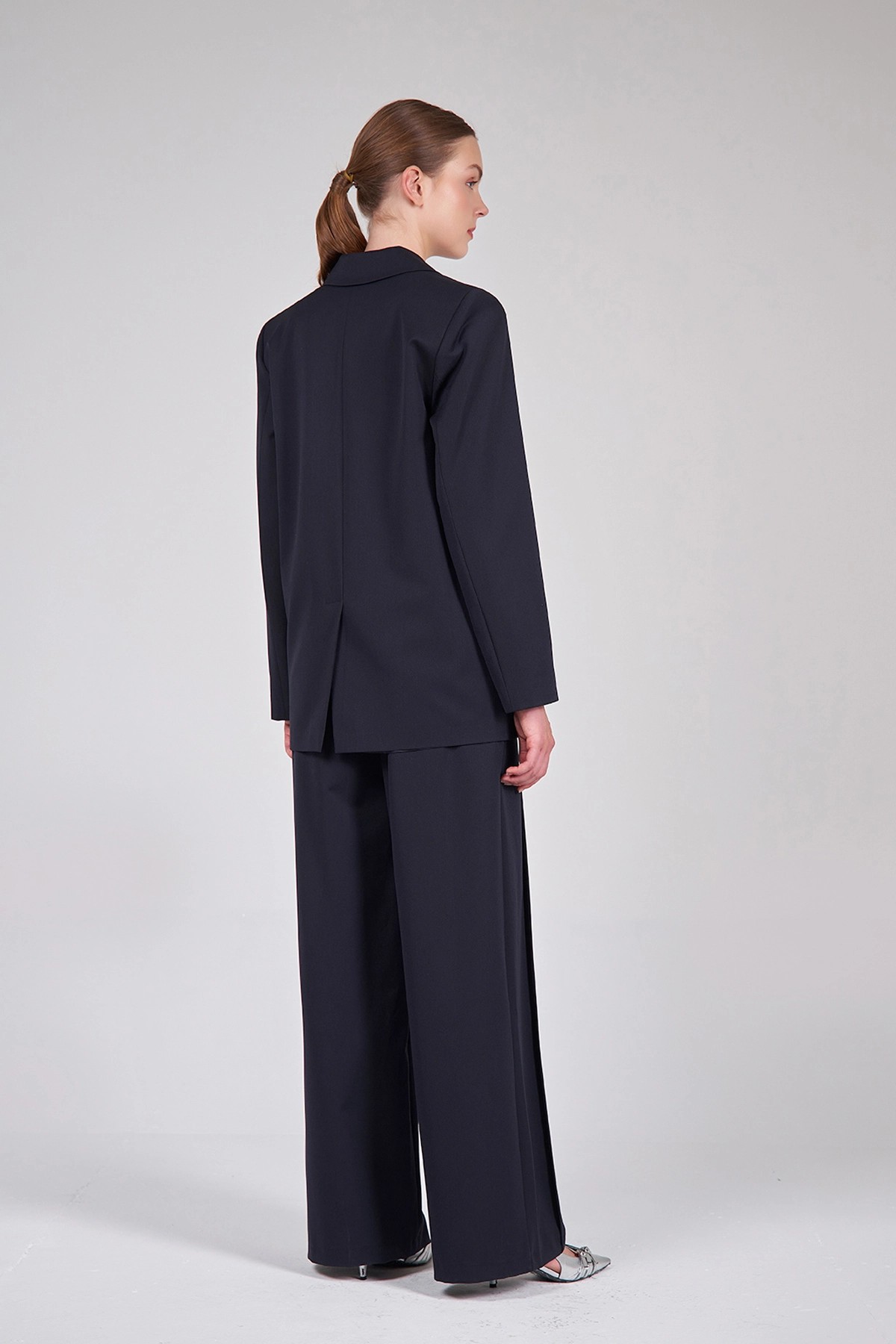 130803 Dikiş Detaylı Uzun Blazer
