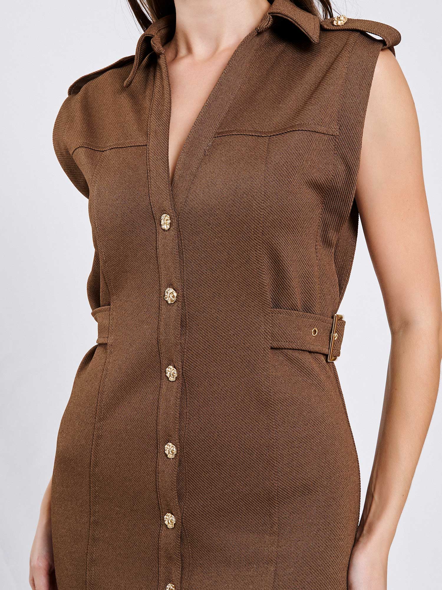 111636 Omzu Apoletli Örme Elbise