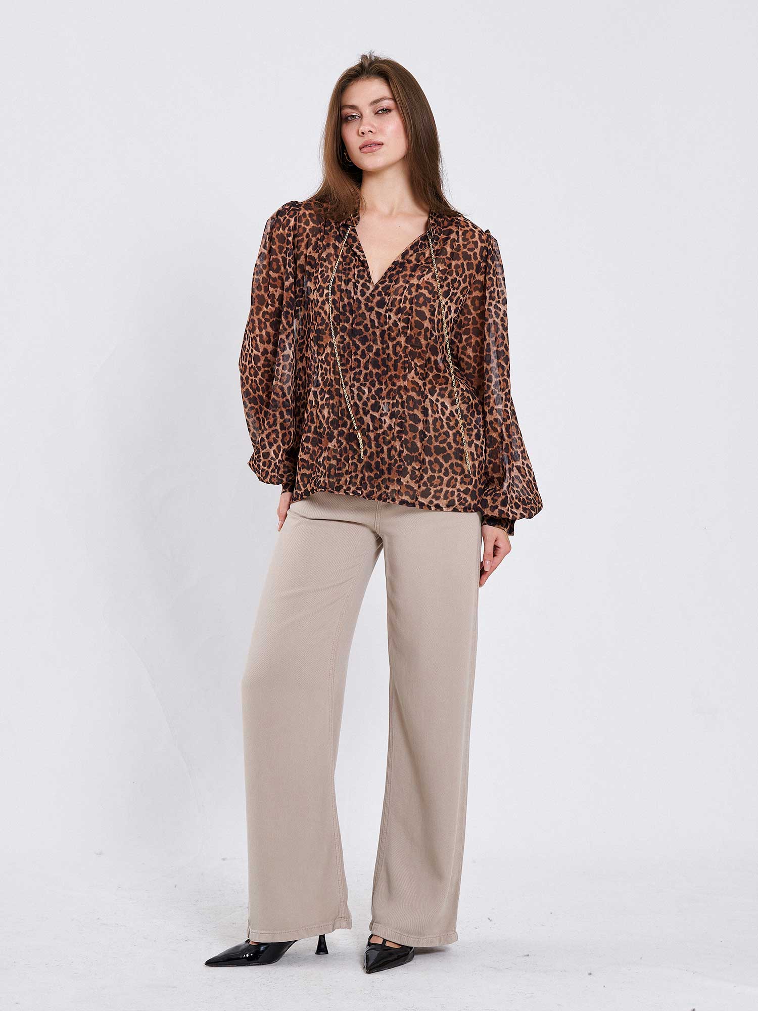 071780 Nervürlü Desenli Gömlek