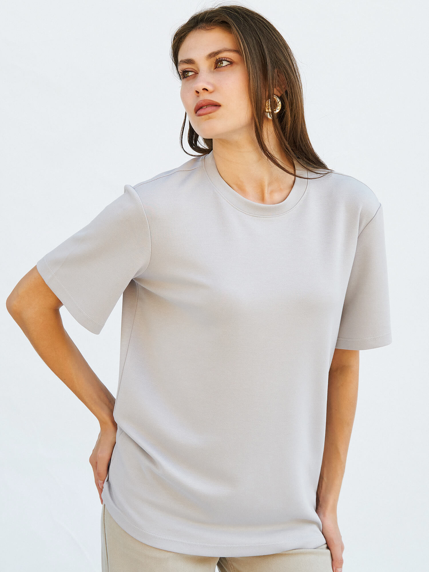 050642 BİSİKLET YAKALI OVERSİZE TSHIRT