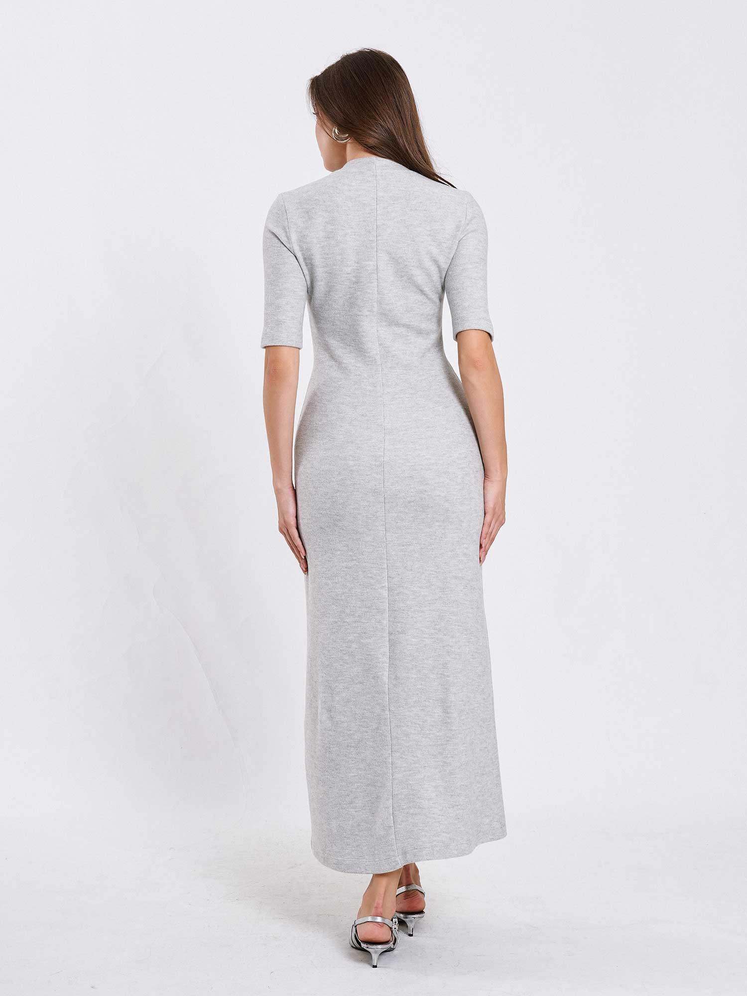 111629 Uzun Kısa Kollu Örme Elbise