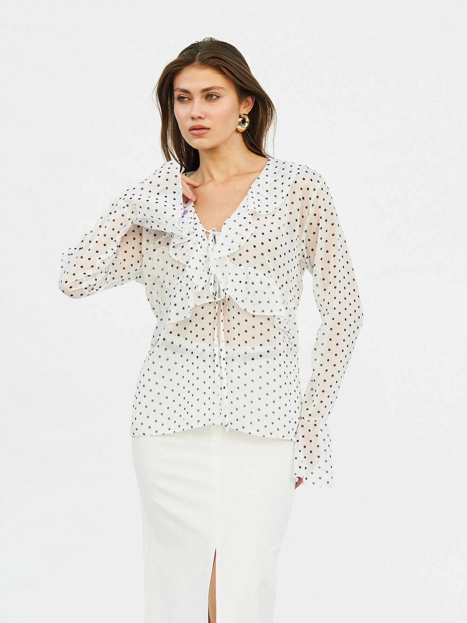 071732 BLOUSE WITH FLOUNCED SLEEVE
