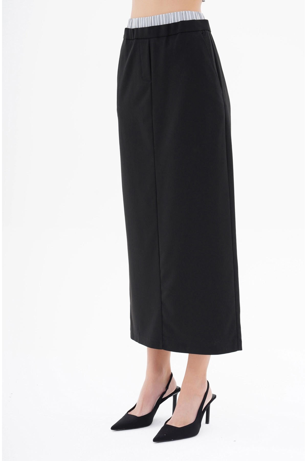 040828 LONG PENCIL SKIRT WITH BOXER SHORTS WAIST