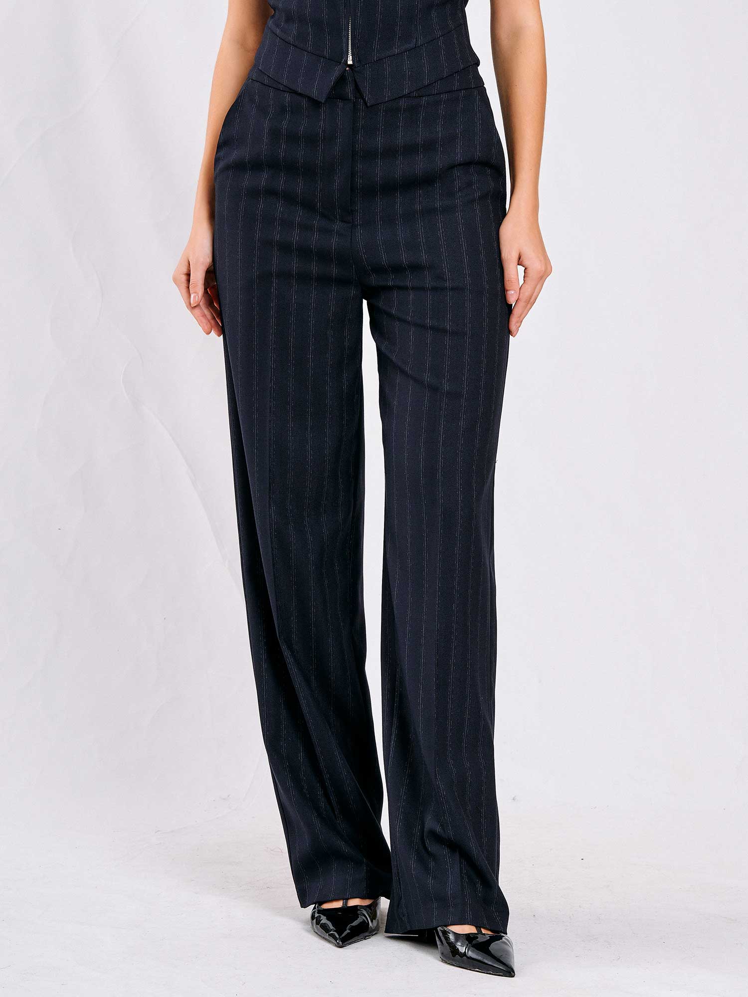 031581 Çizgili Yandan Cepli Pantolon