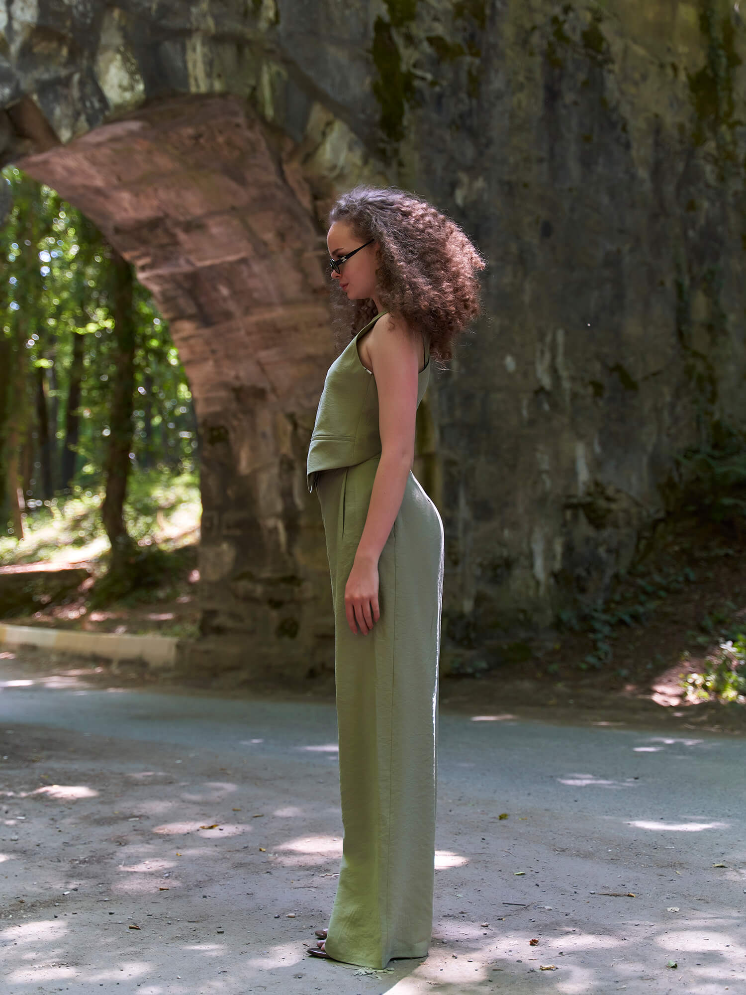 031422 KEMİK DÜĞMELİ TENSEL PALAZZO PANTOLON