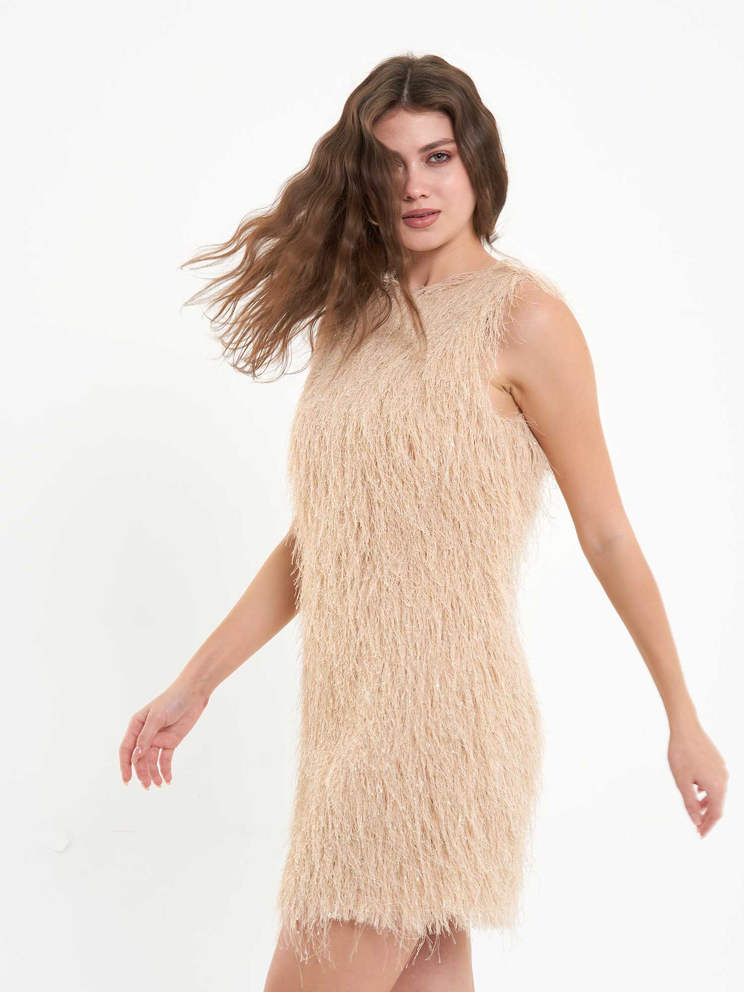 111634 Saçaklı Mini Elbise