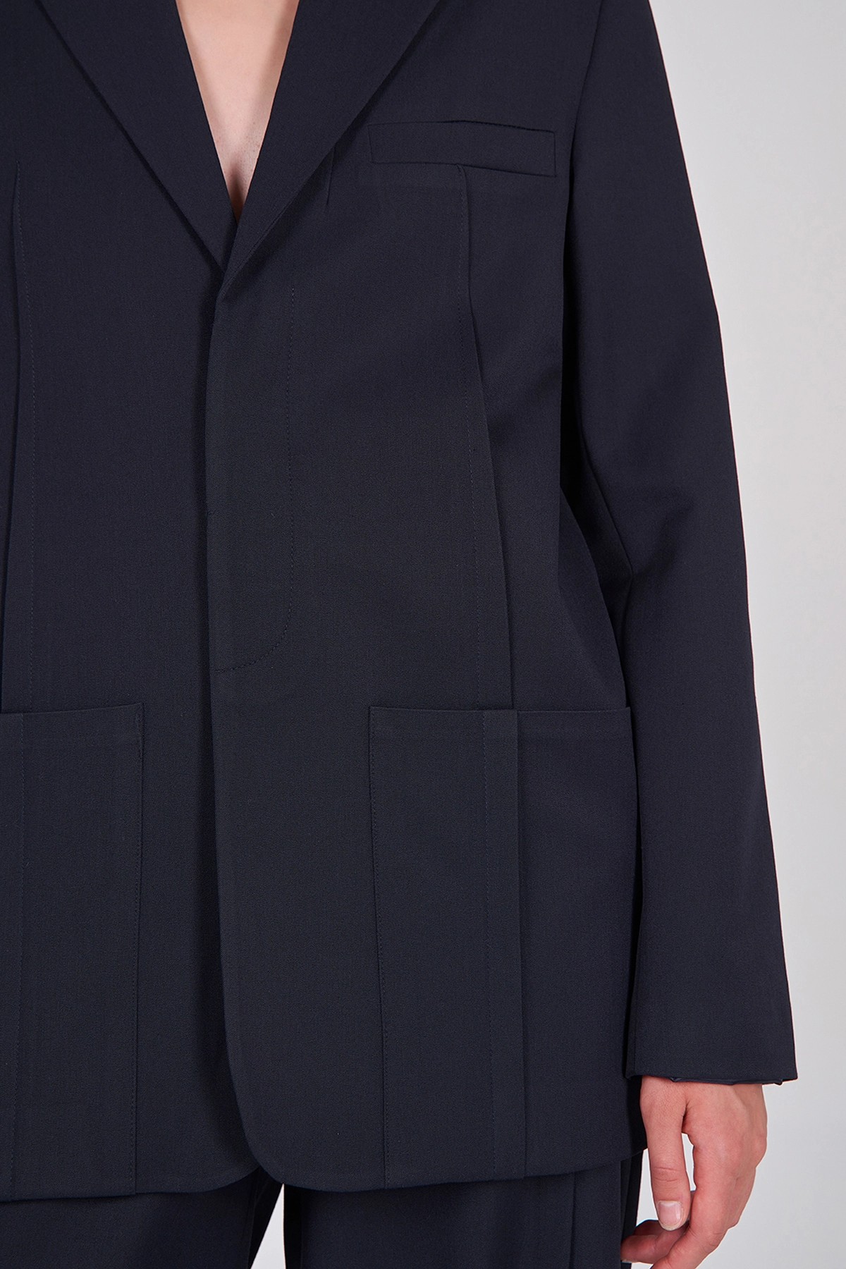130803 Dikiş Detaylı Uzun Blazer