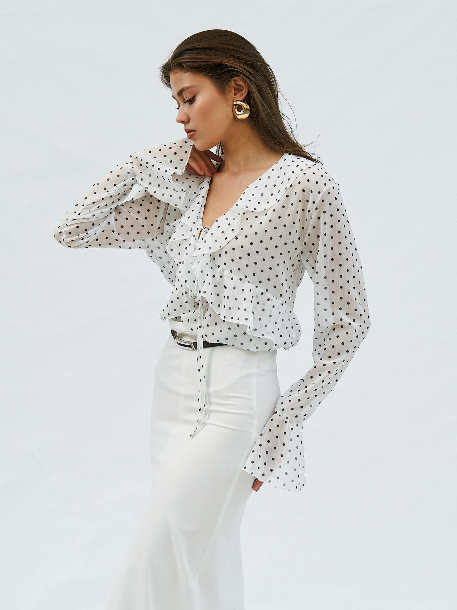 071732 BLOUSE WITH FLOUNCED SLEEVE