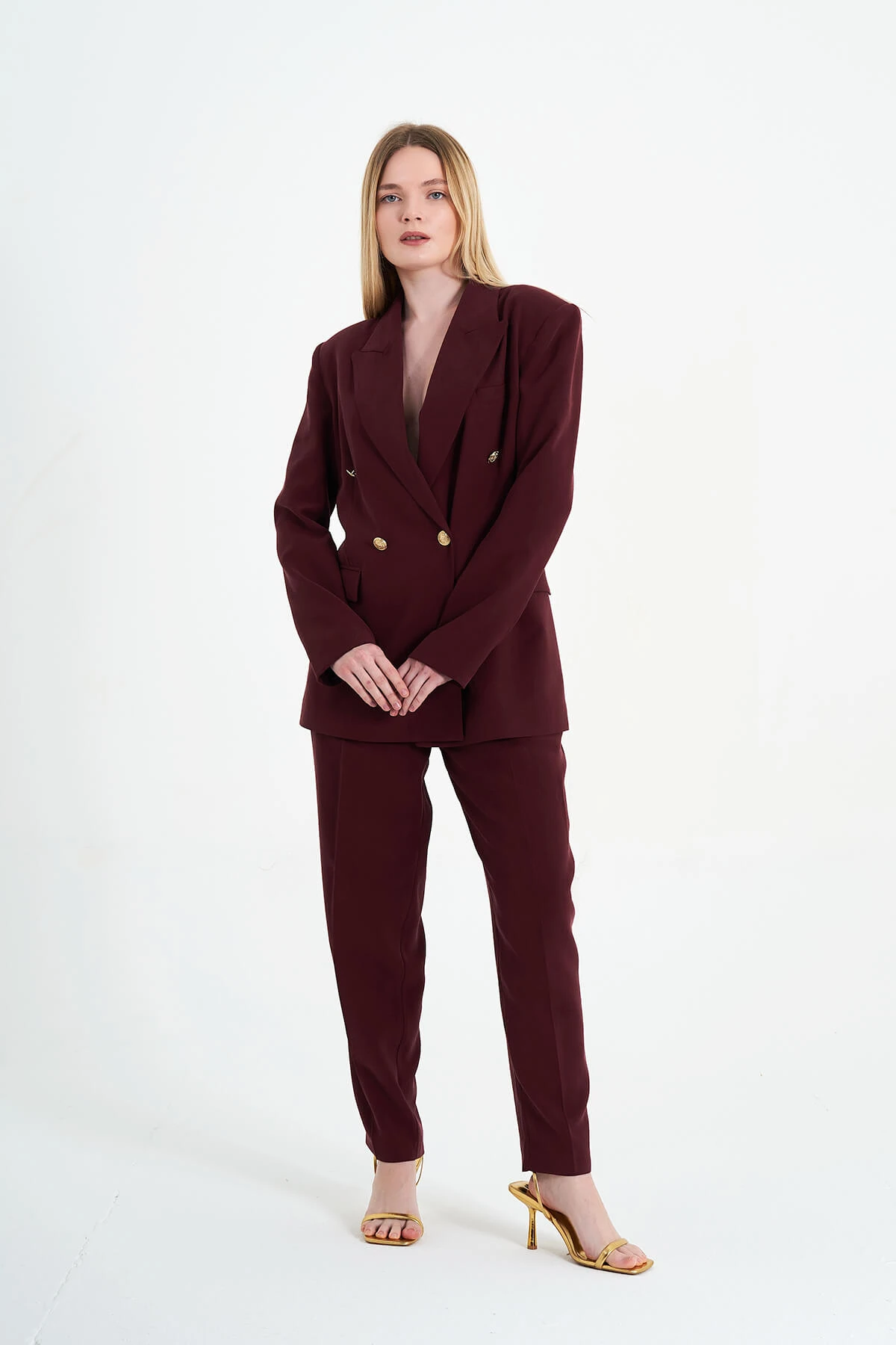 130903 METAL DÜĞMELİ KRUVAZE KAPAMALI CEKET