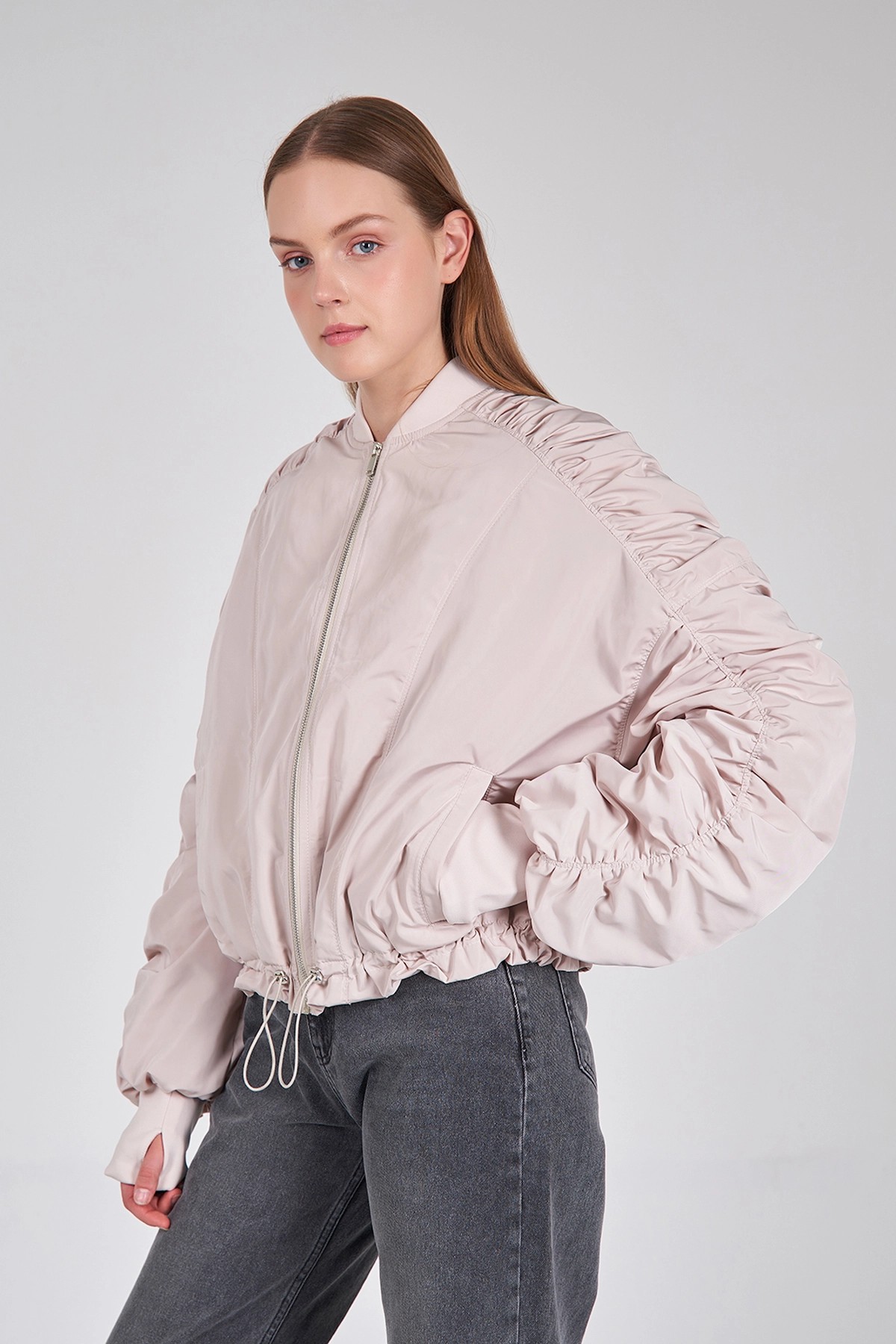 160684 Bomber Jacket with Drawstring Sleeves