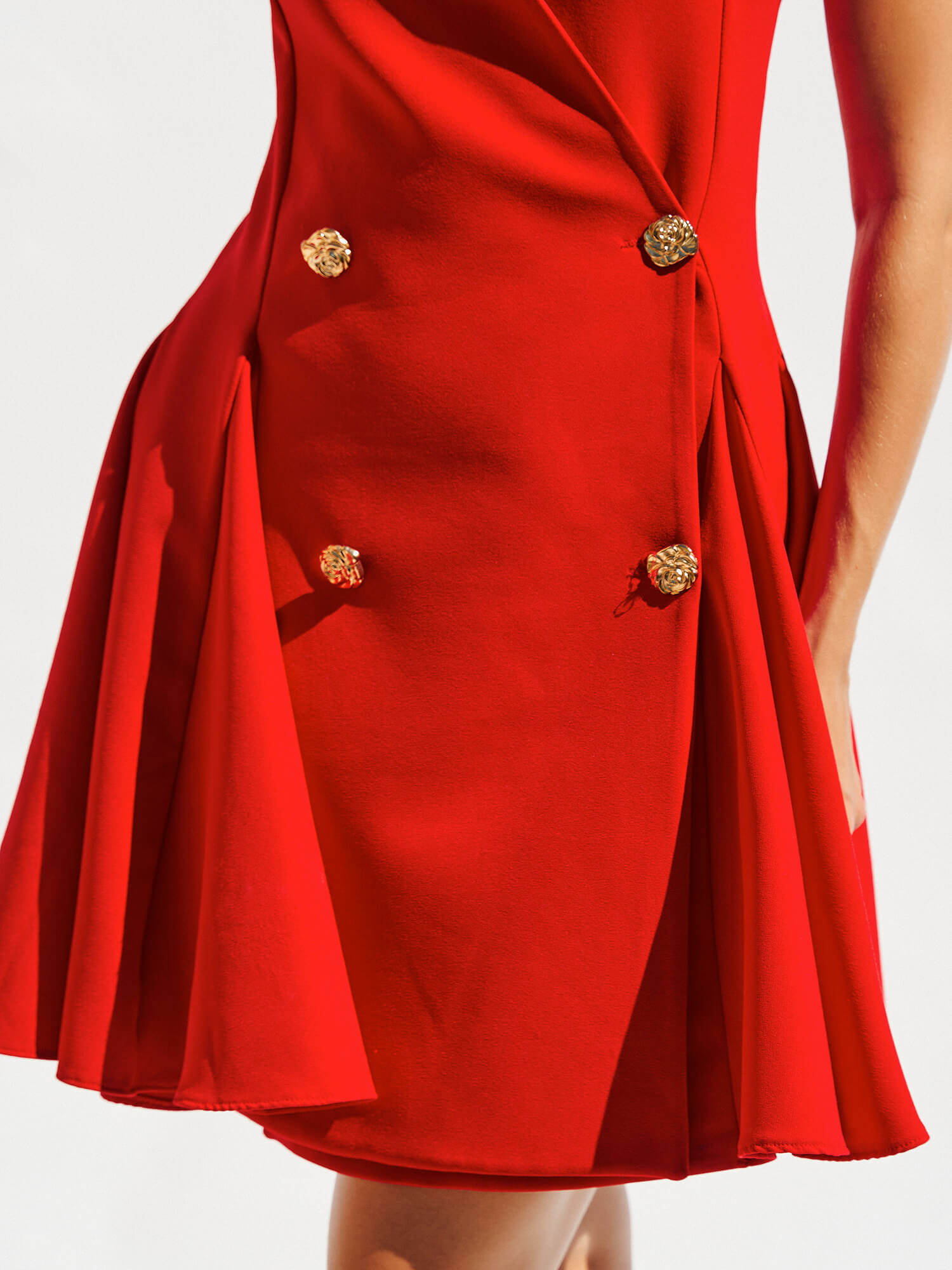 111611 Kolsuz Mini Düğme Detaylı Elbise