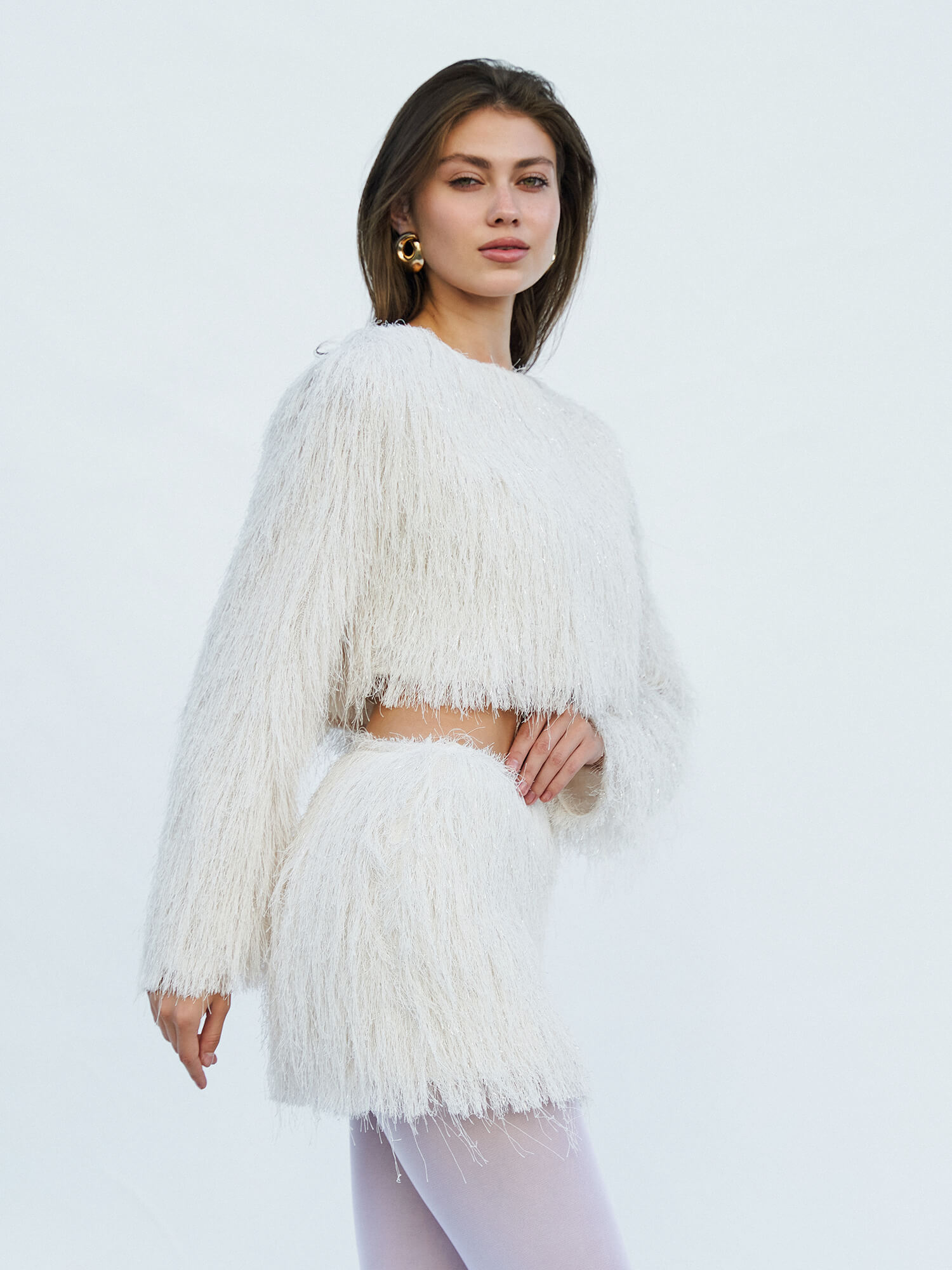 041118 Saçaklı Mini Etek