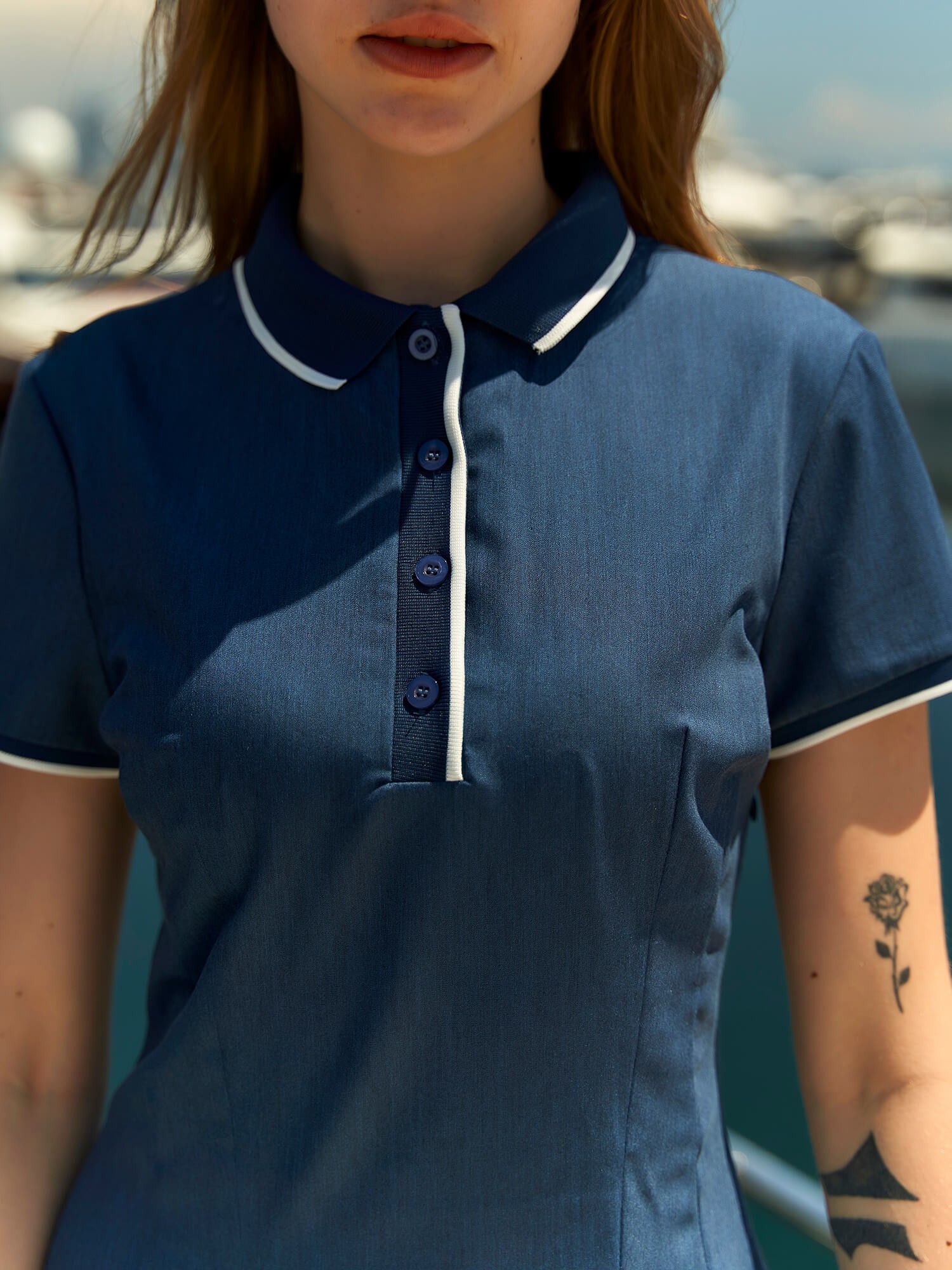 111551 POLO YAKA PİLELİ ELBİSE