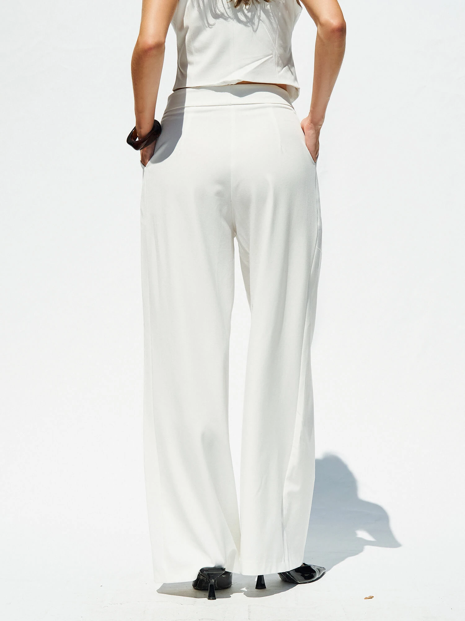 031574 Çift Pileli Palazzo Pantolon