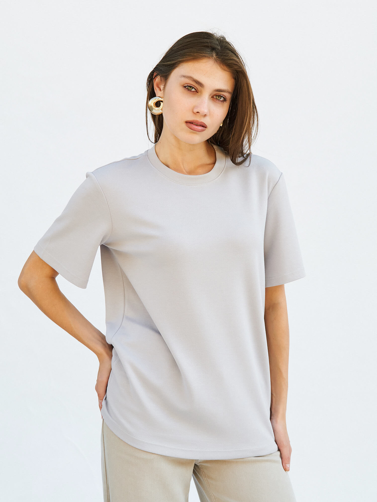 050642 BİSİKLET YAKALI OVERSİZE TSHIRT