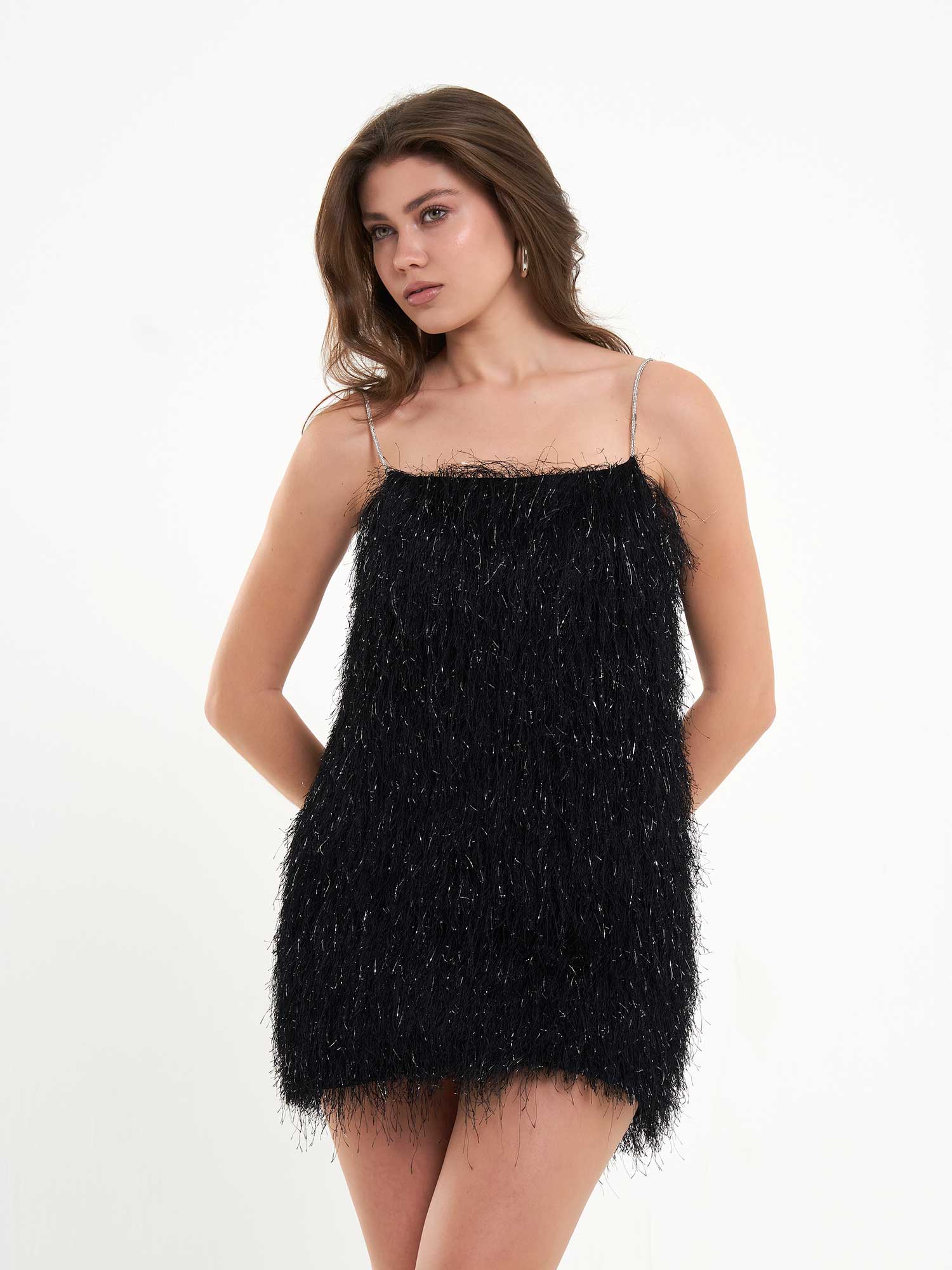 111658 Saçaklı Mini  Elbise