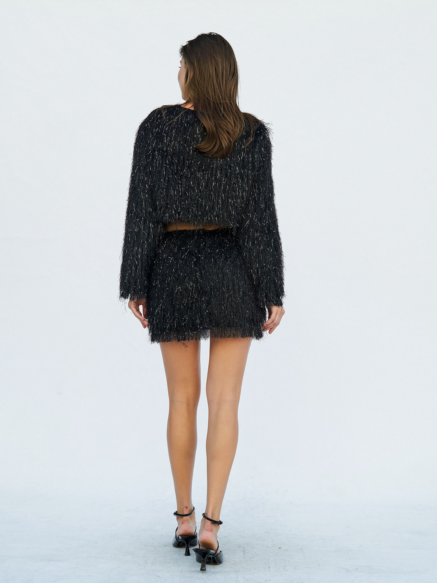 041118 Saçaklı Mini Etek