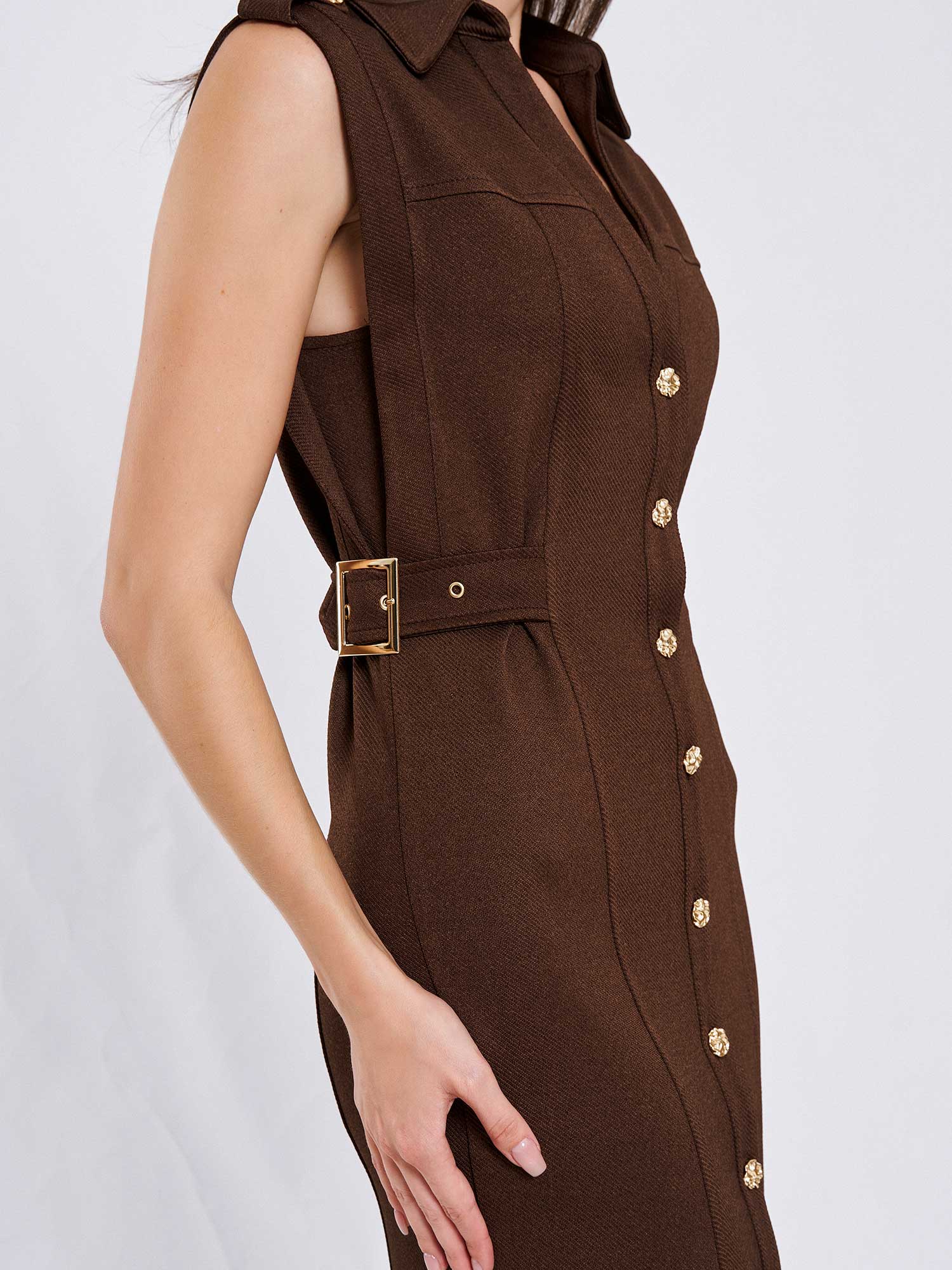 111636 Omzu Apoletli Örme Elbise