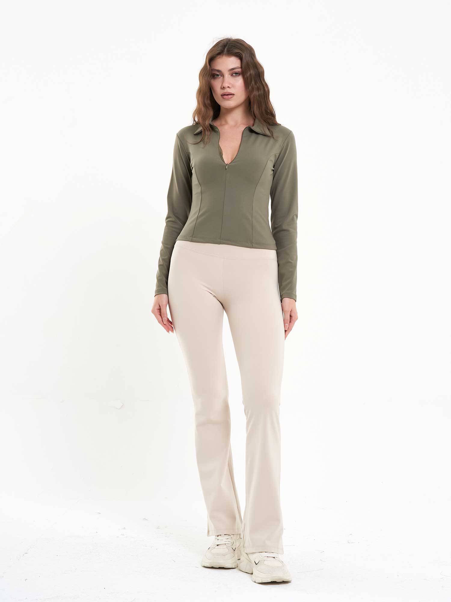 071793 Cupra Modal Polo Yaka Bluz - Haki