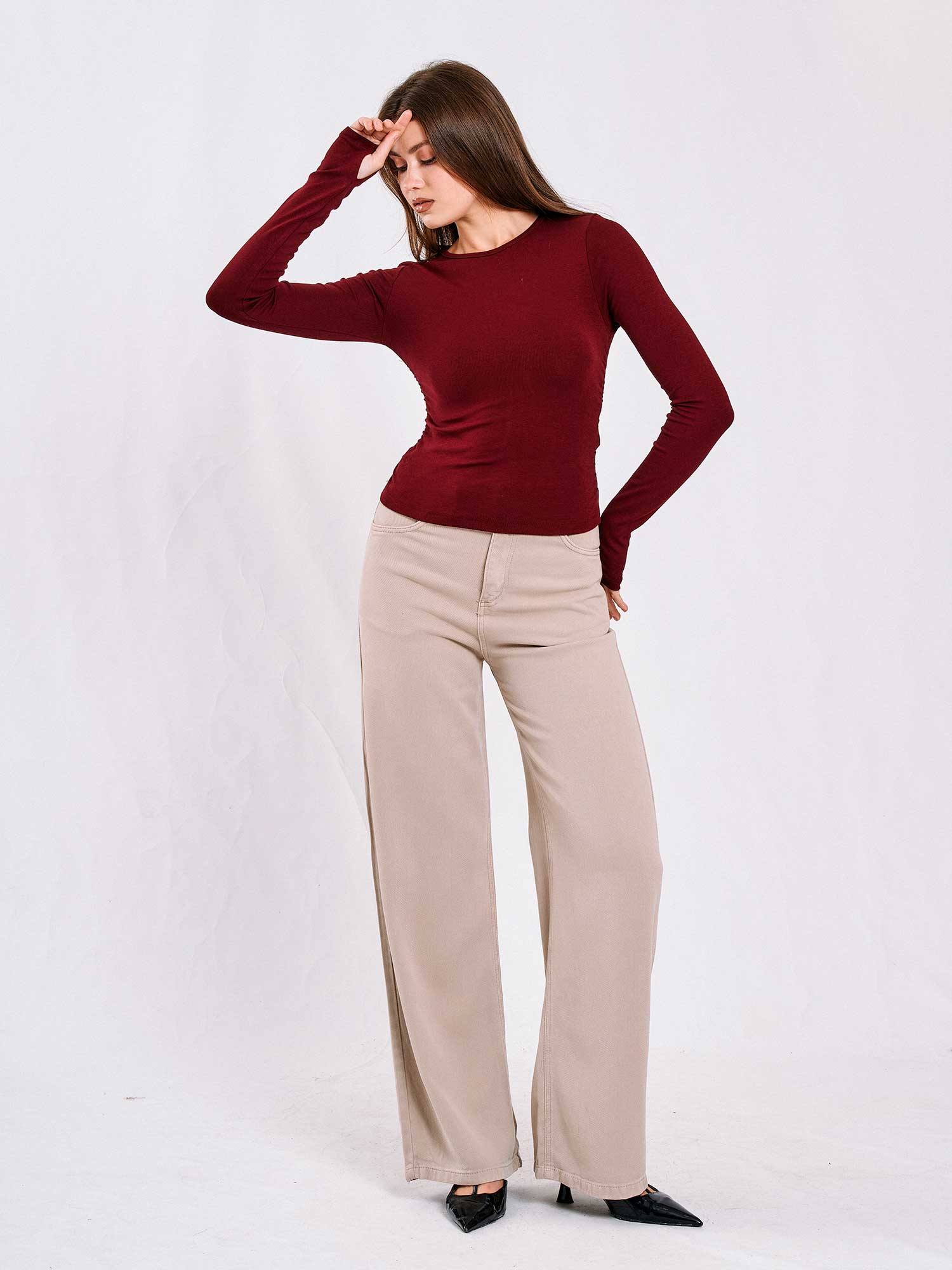 071782 Side Pleated Blouse