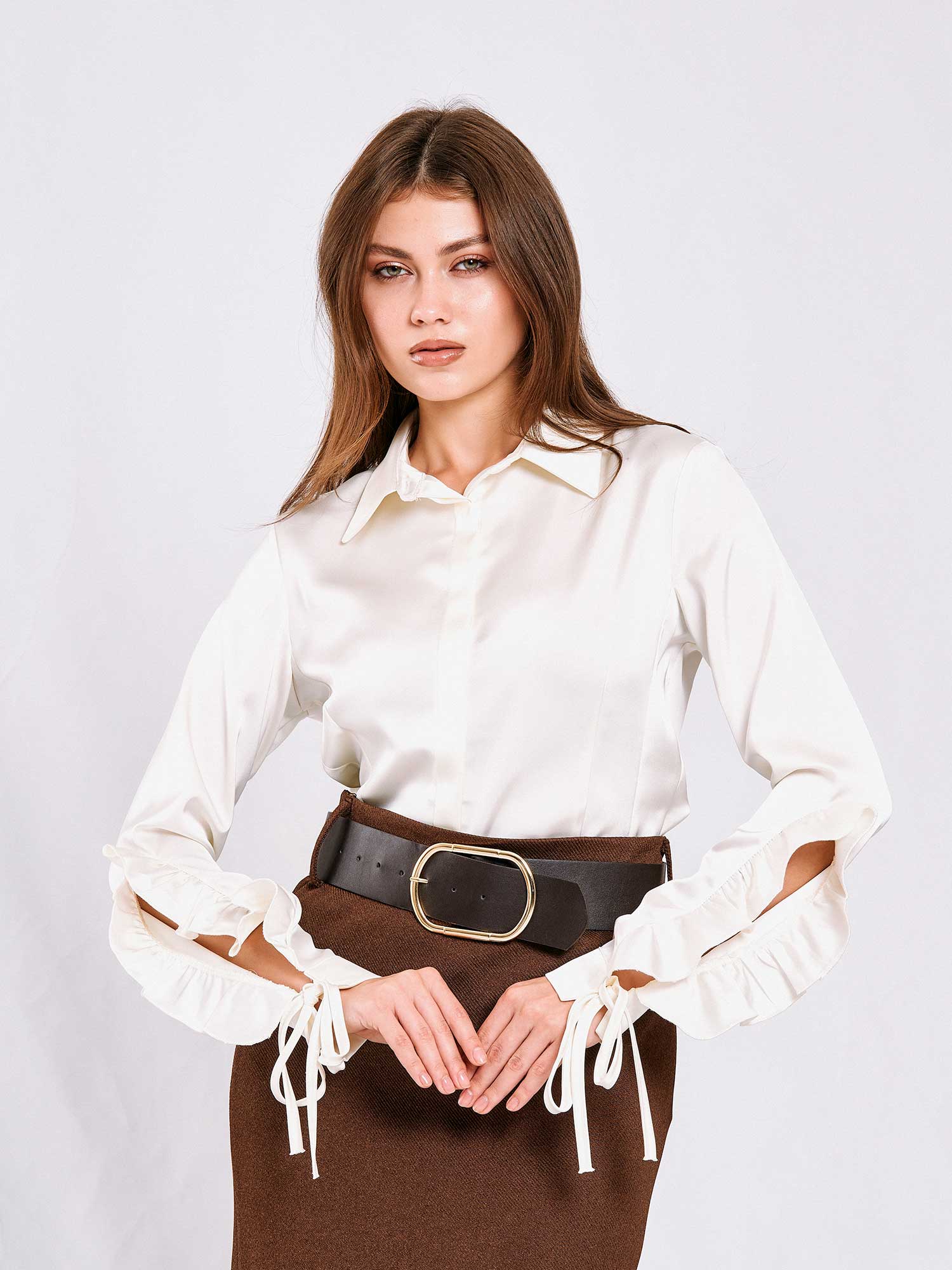 080706 Shirt with Flounce Sleeves