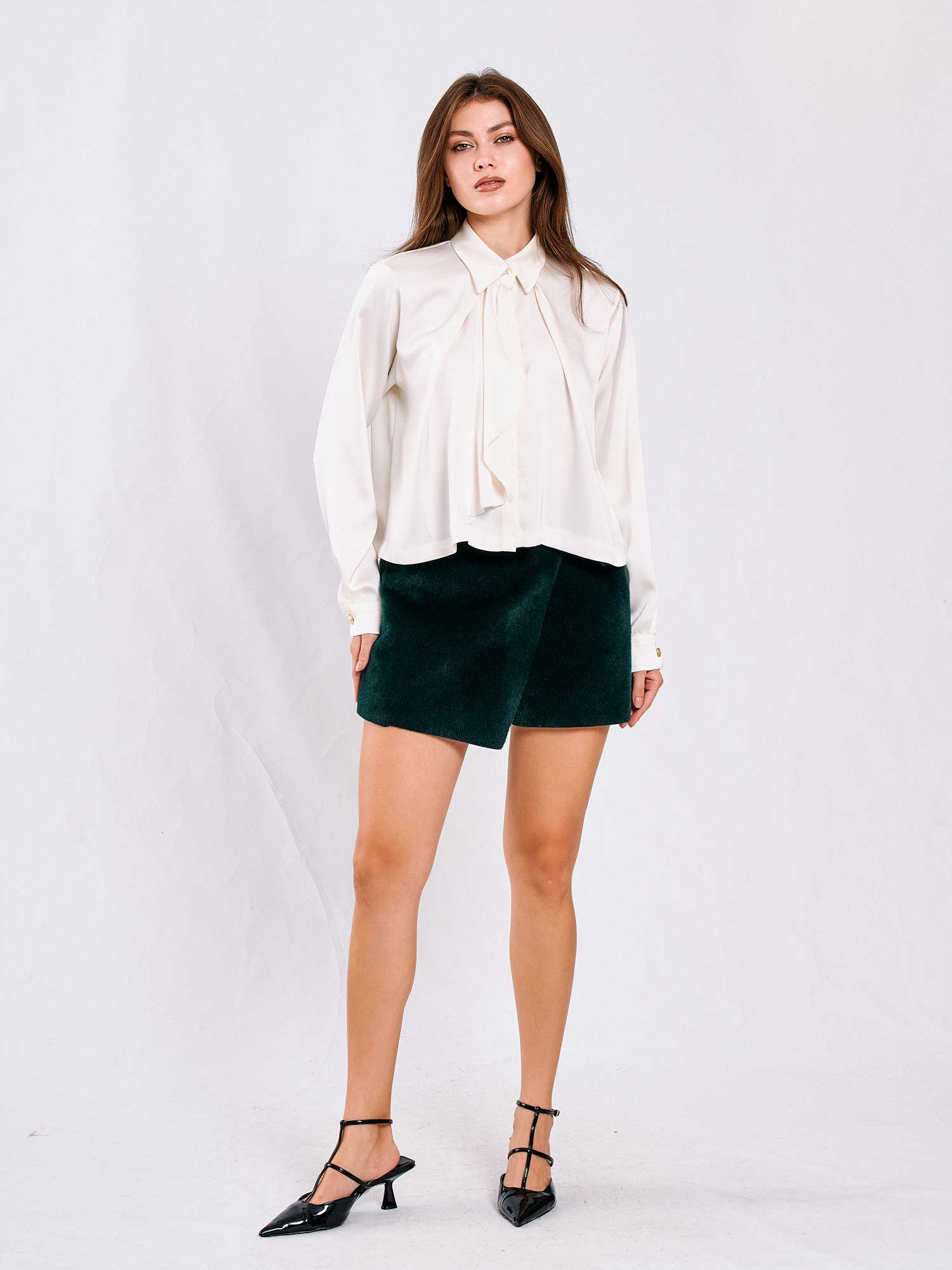 080732 Önü Şal Detaylı Gömlek