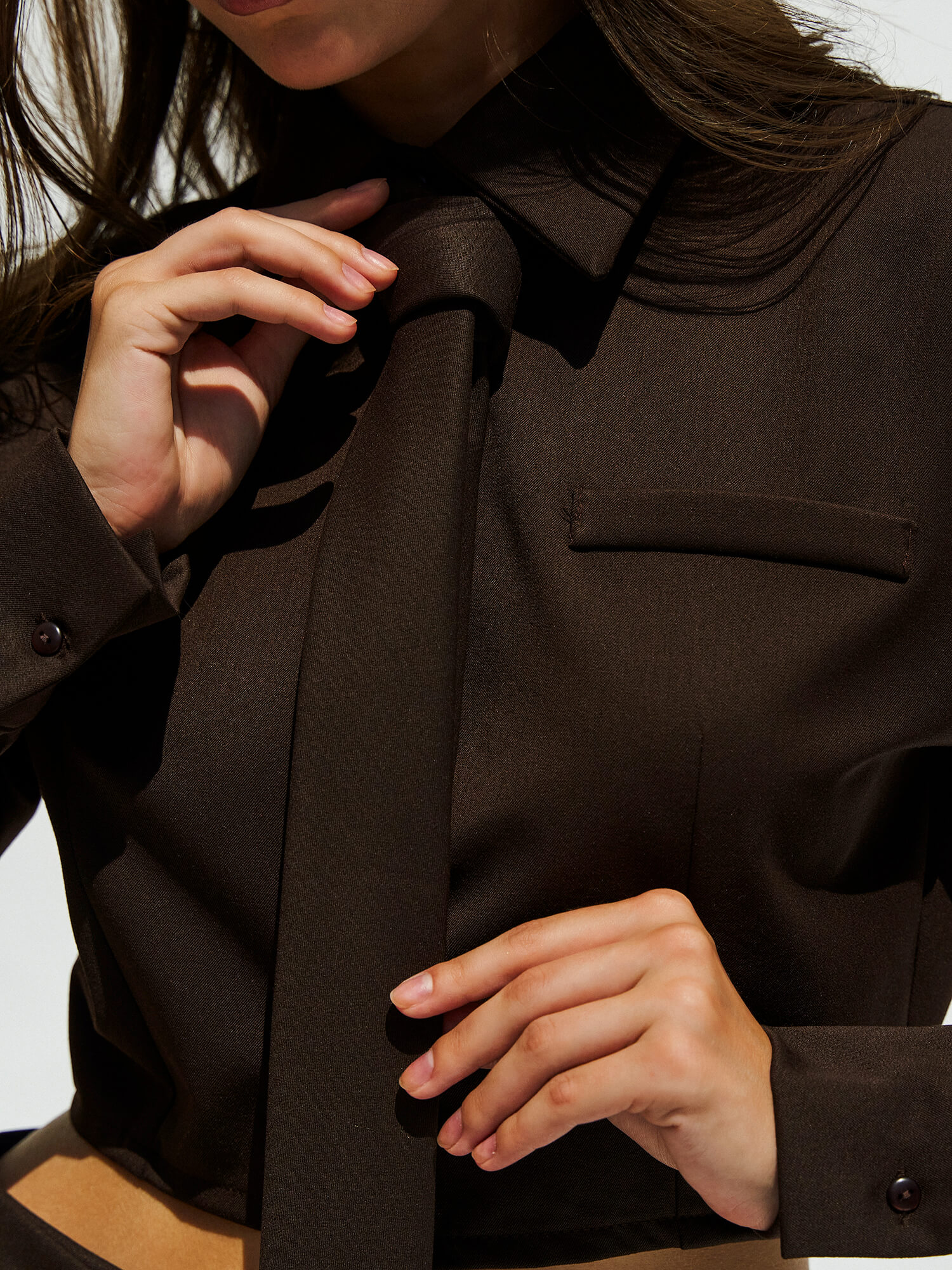 080717 Uzun Kollu Crop Gömlek