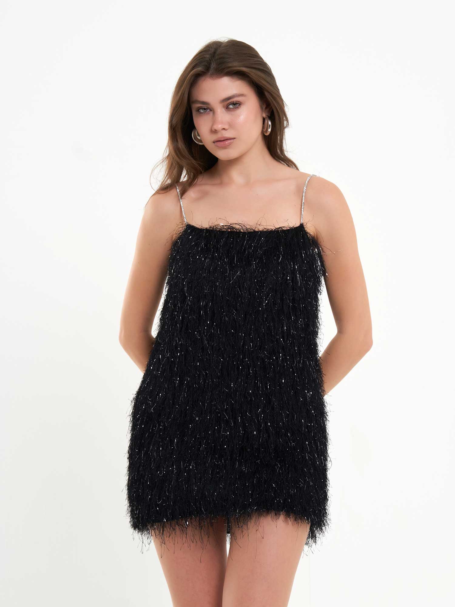 111658 Saçaklı Mini  Elbise