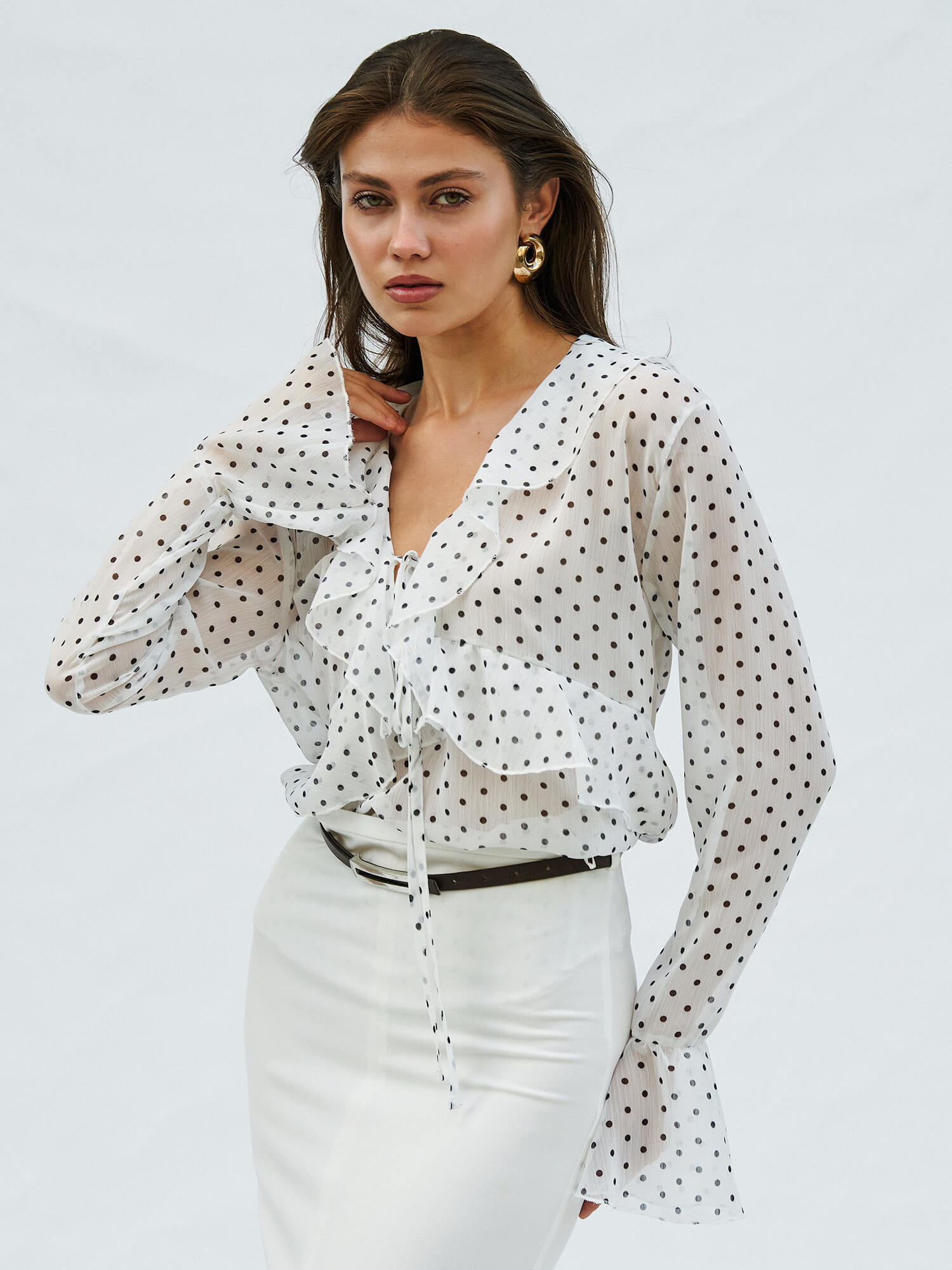 071732 BLOUSE WITH FLOUNCED SLEEVE