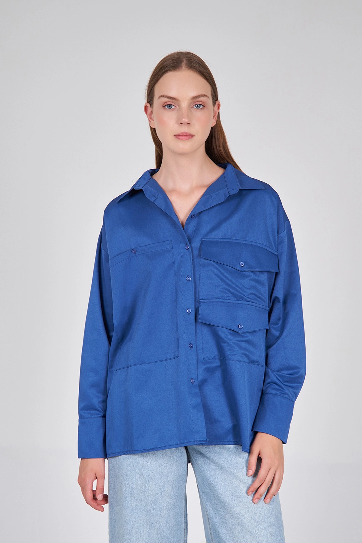 080523 Double Flap Detail Oversize Shirt