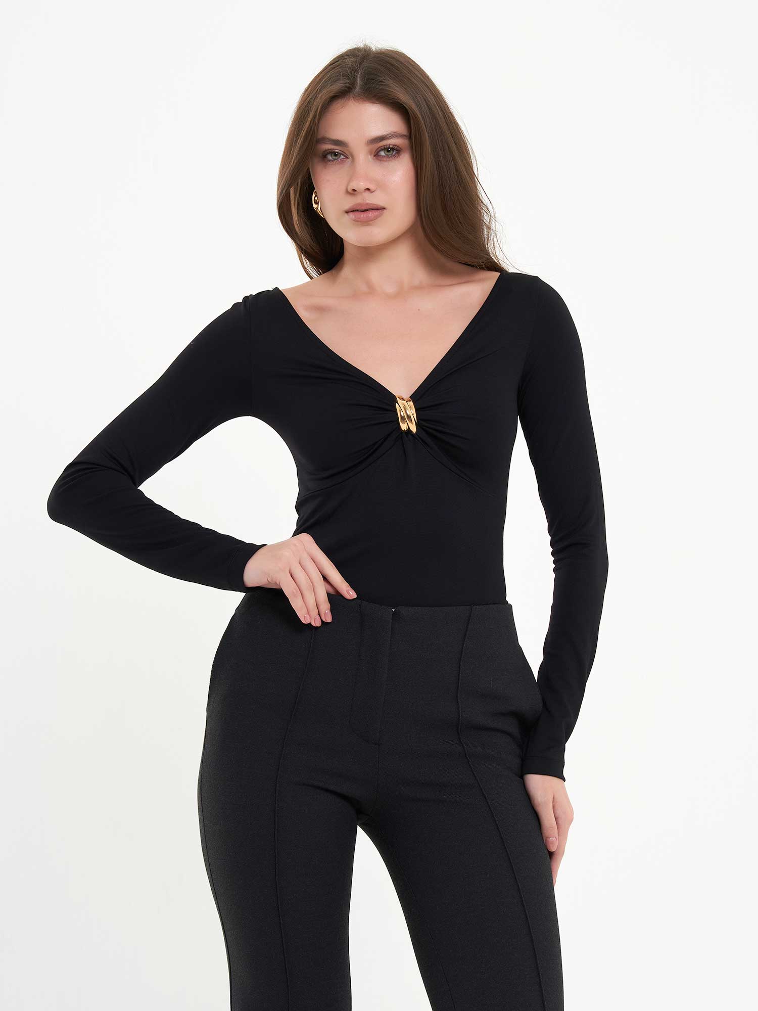 071771 Önü Büzgülü Bodysuit