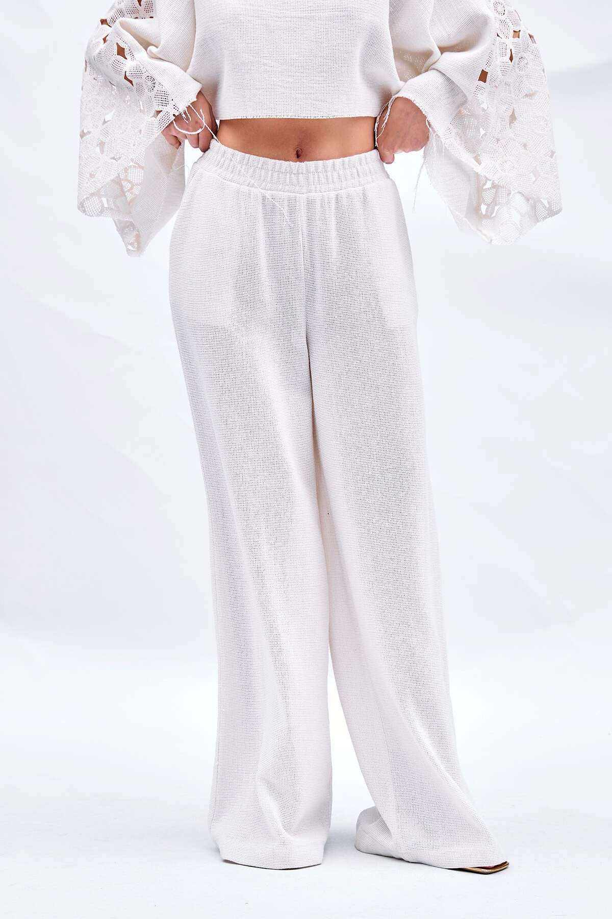 031456 BEL LASTİKLİ BOL PANTOLON