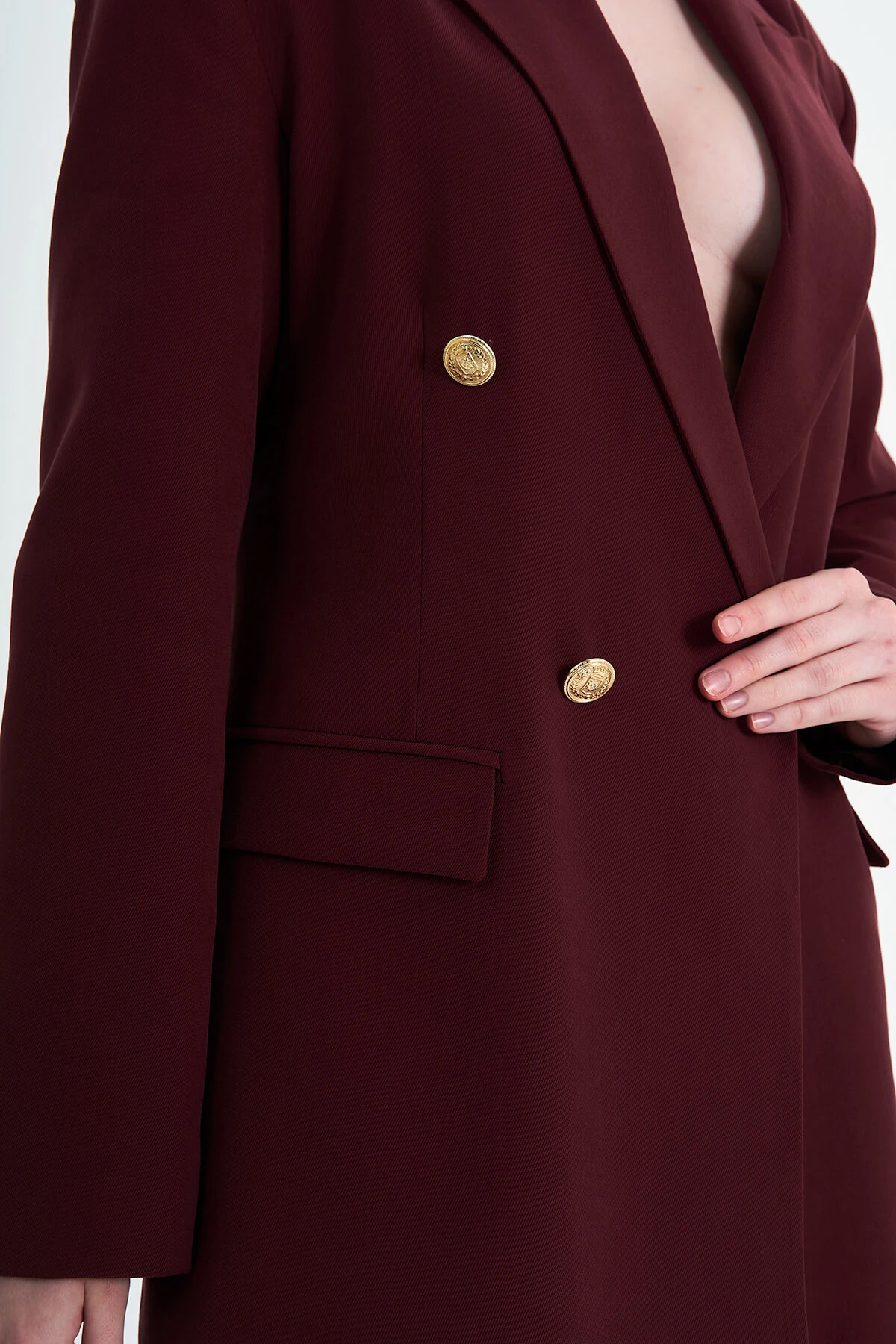 130903 METAL DÜĞMELİ KRUVAZE KAPAMALI CEKET