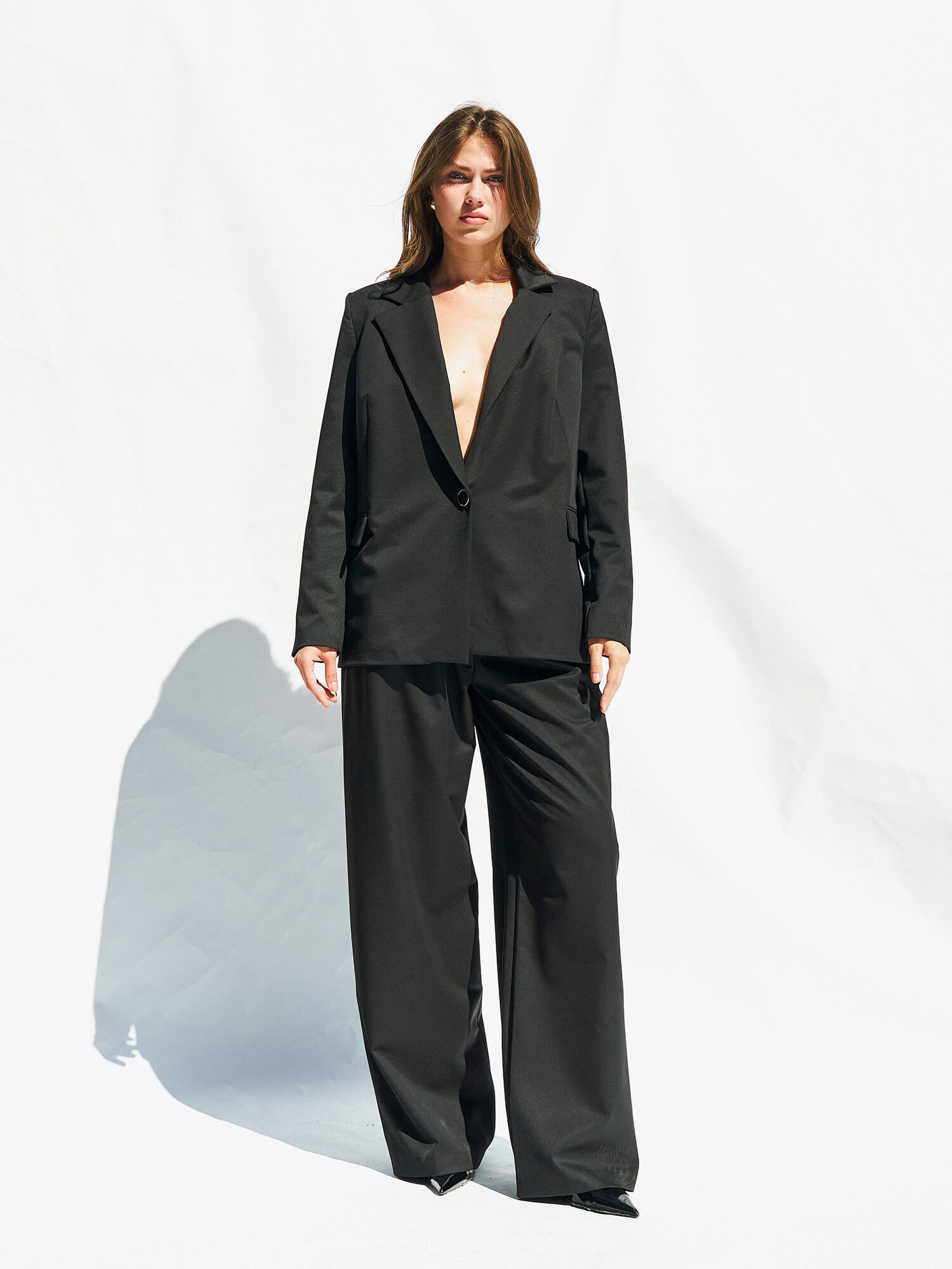 130984 Tek Düğmeli Blazer Ceket - Siyah