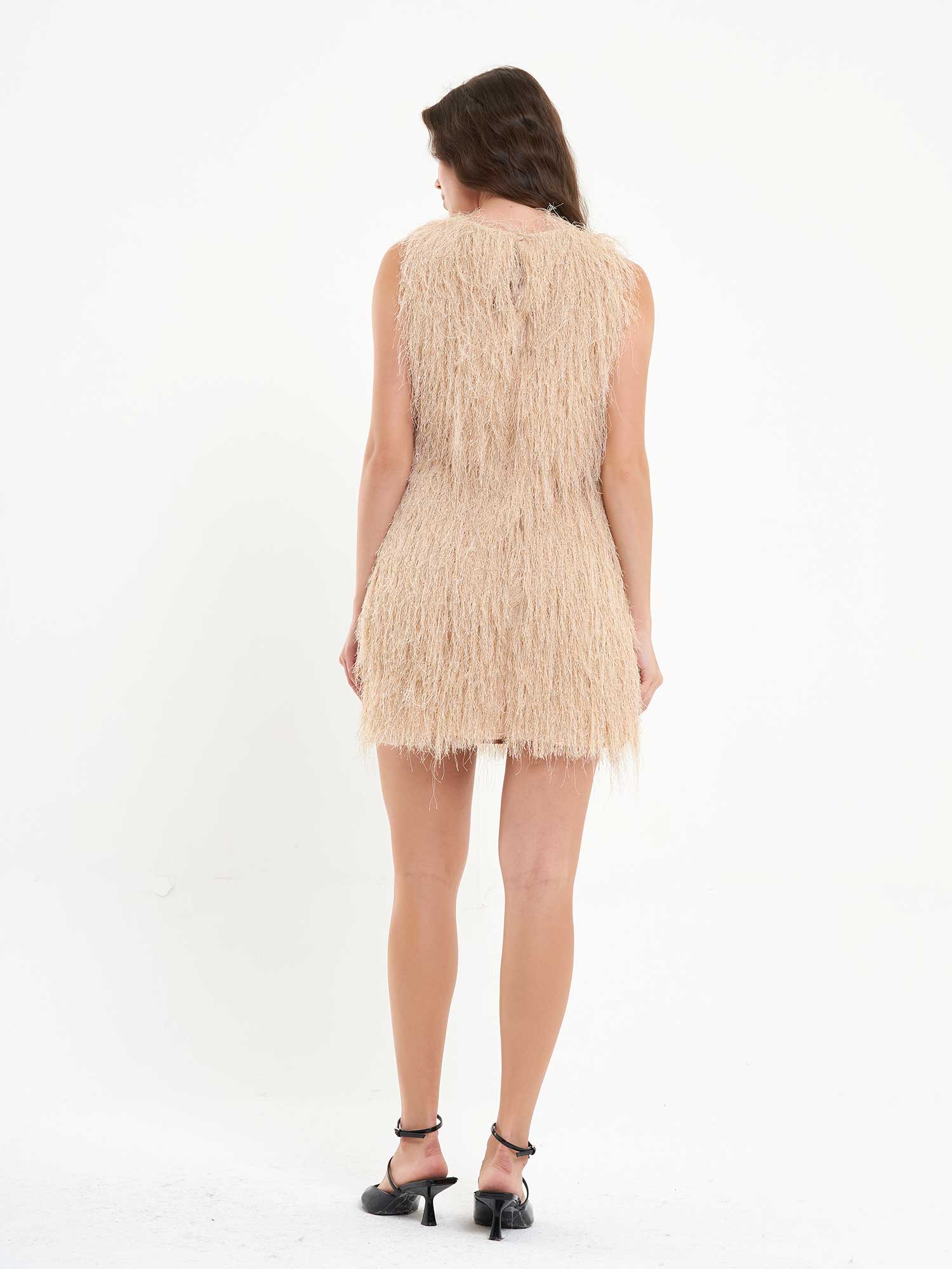 111634 Saçaklı Mini Elbise