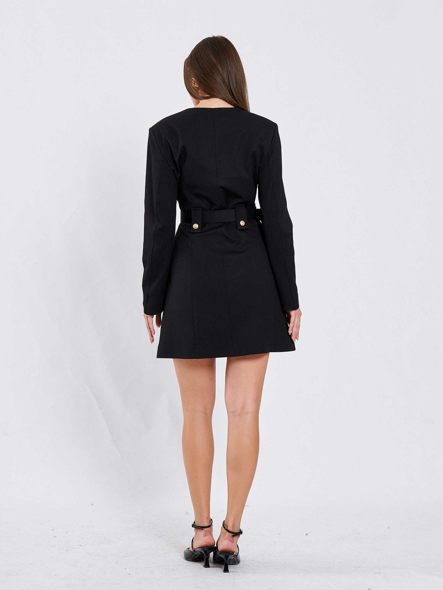 111640 Kendinden Kemerli Mini Elbise